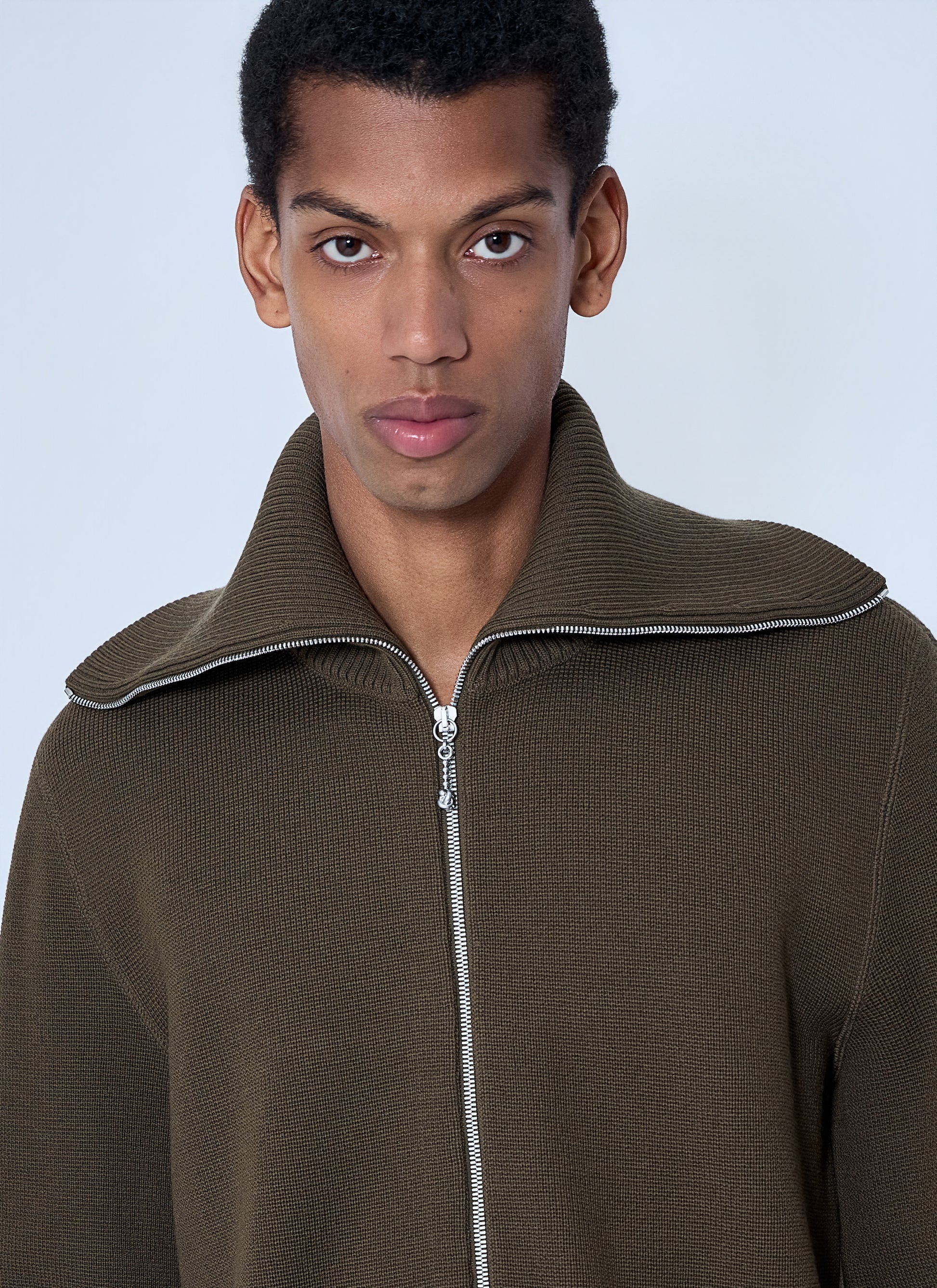 Bottega Veneta Men Zip-Front High Collar Cardigan BOTTEGA VENETA