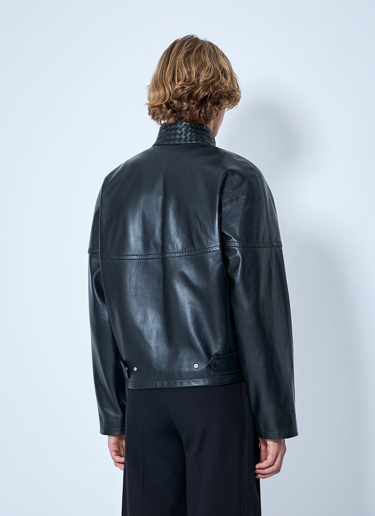 Bottega Veneta Men Intrecciato Leather Blouson Jacket BOTTEGA VENETA