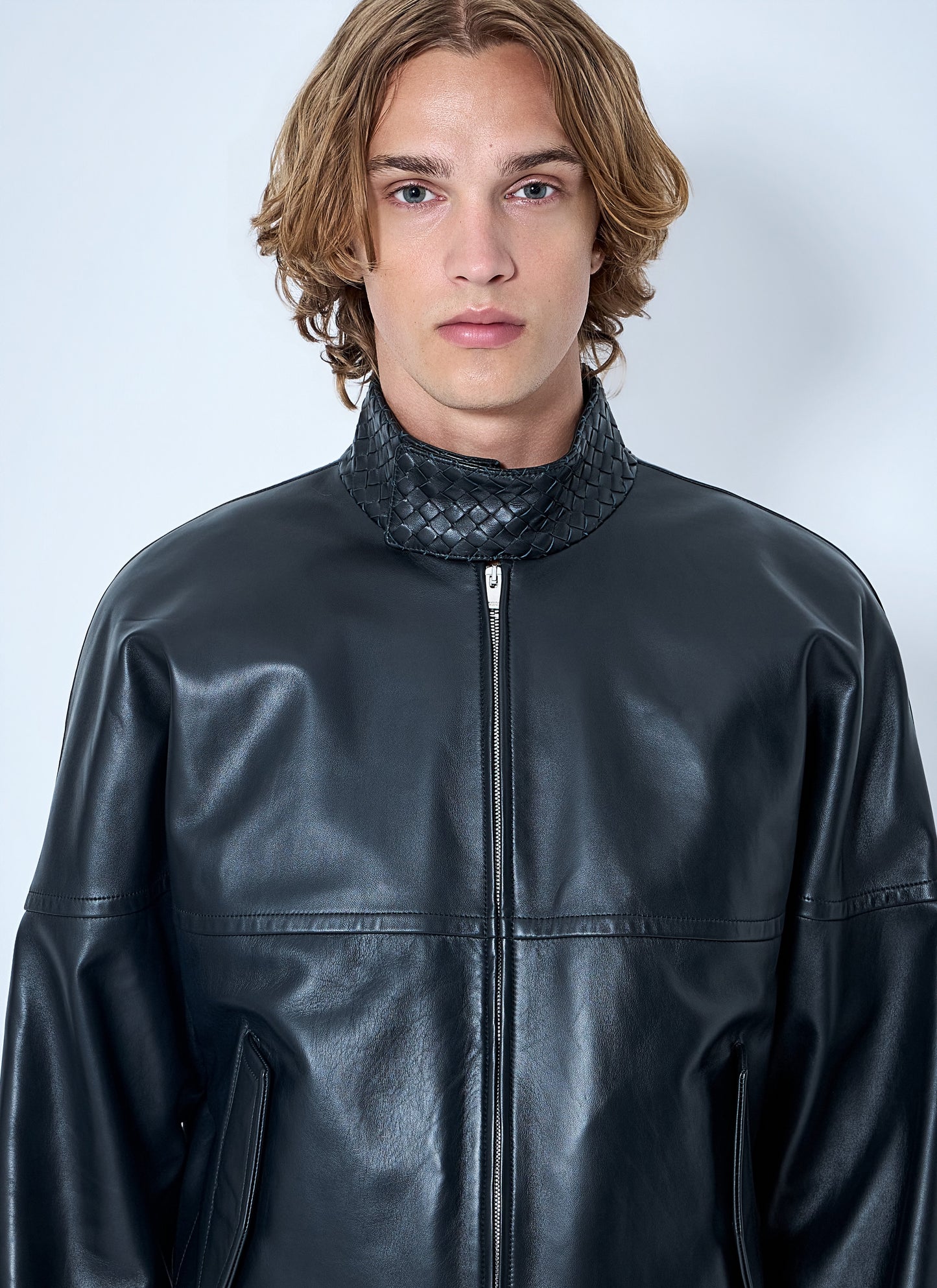Bottega Veneta Men Intrecciato Leather Blouson Jacket BOTTEGA VENETA