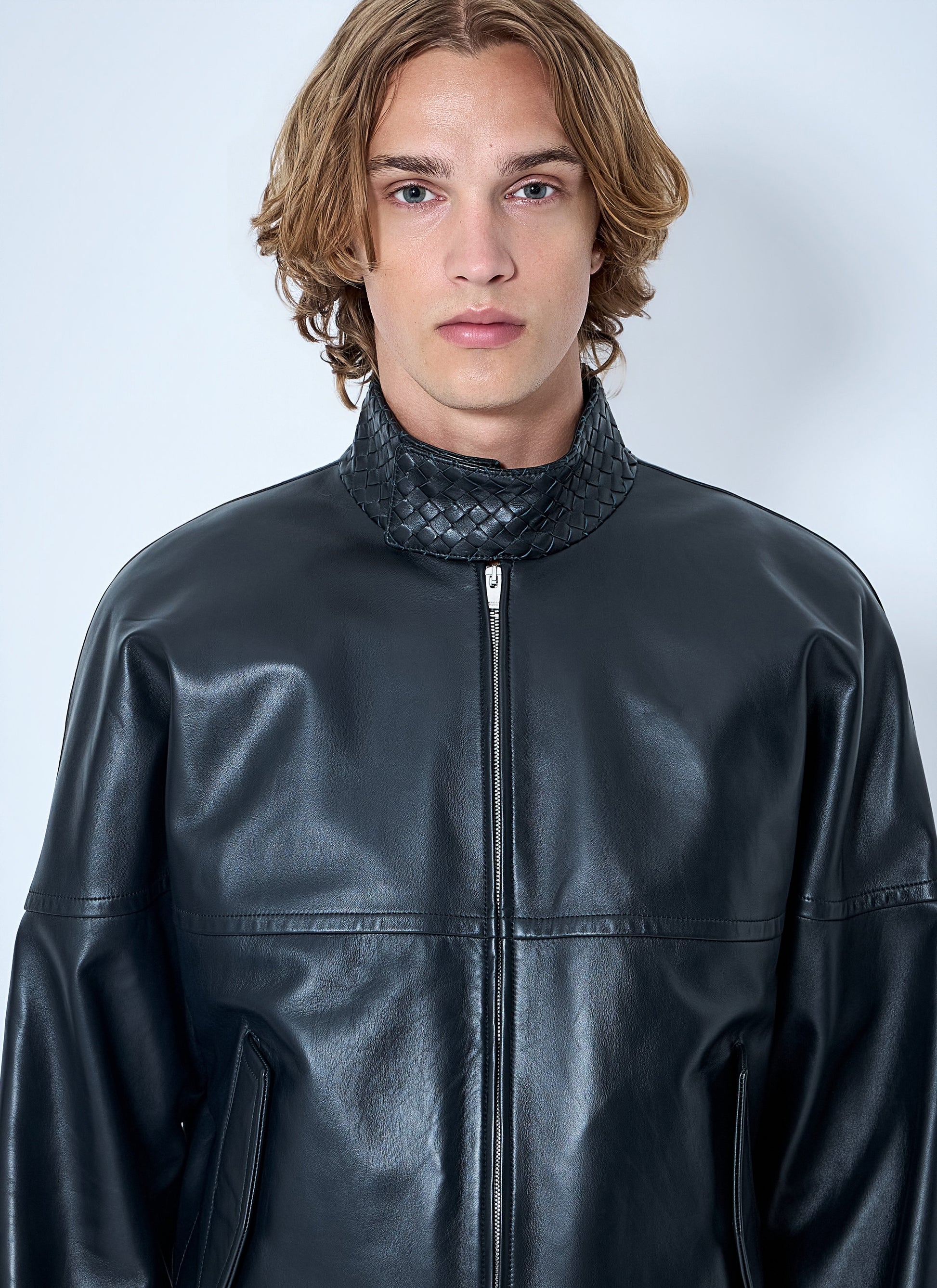 Bottega Veneta Men Intrecciato Leather Blouson Jacket BOTTEGA VENETA