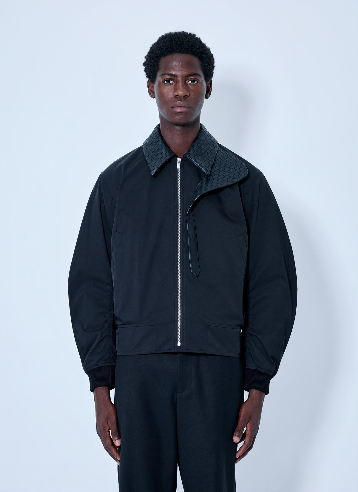 Bottega Veneta Men Intrecciato Leather-Trimmed Twill Blouson Jacket BOTTEGA VENETA