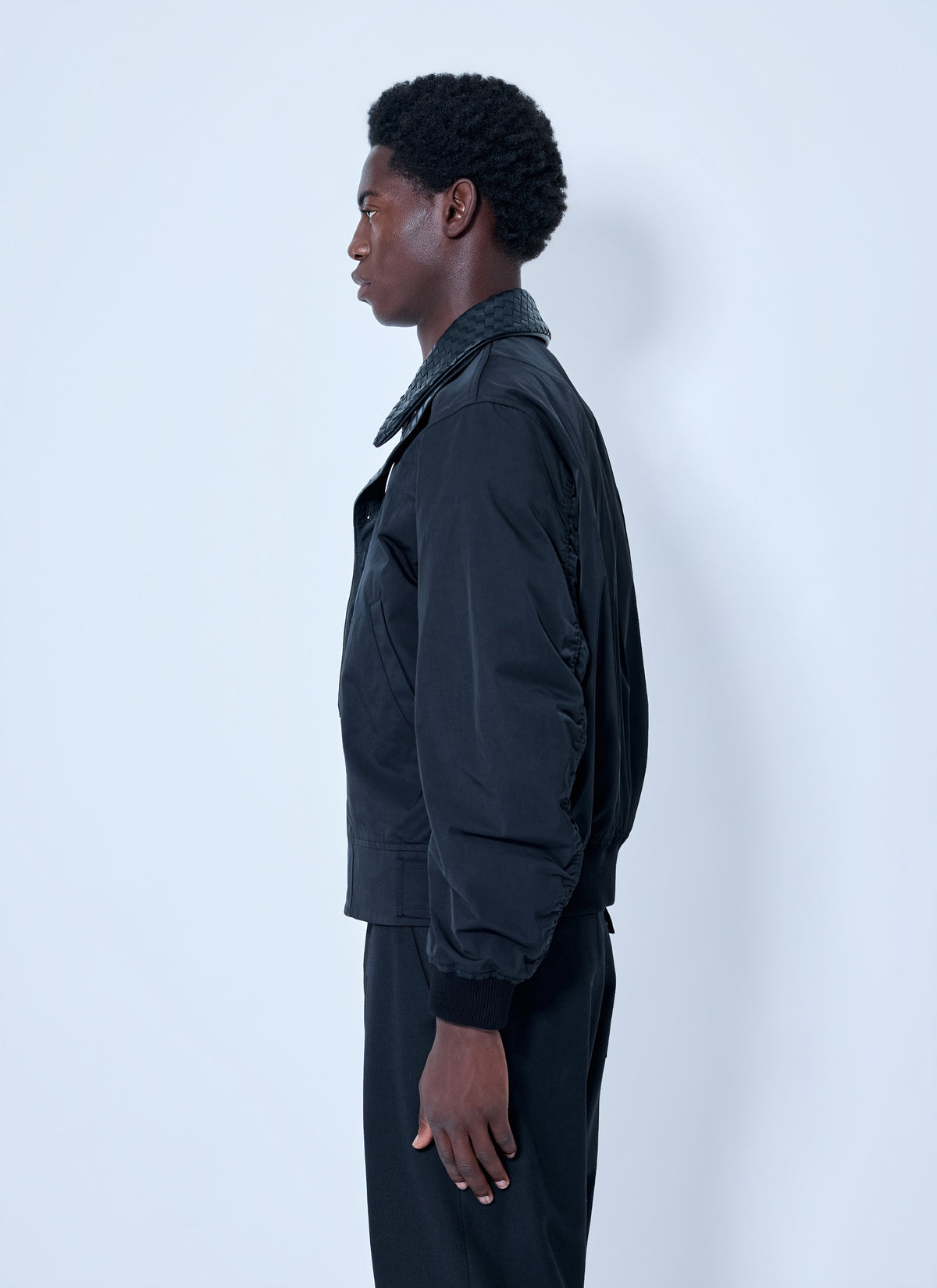 Bottega Veneta Men Intrecciato Leather-Trimmed Twill Blouson Jacket BOTTEGA VENETA