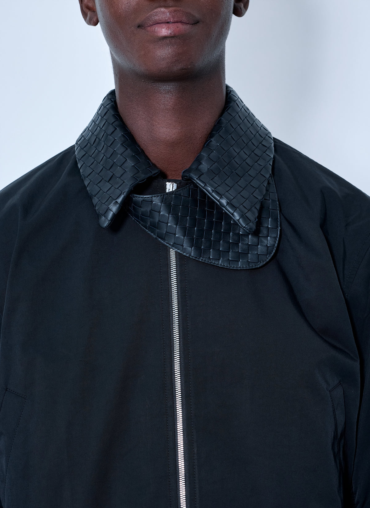Bottega Veneta Men Intrecciato Leather-Trimmed Twill Blouson Jacket BOTTEGA VENETA