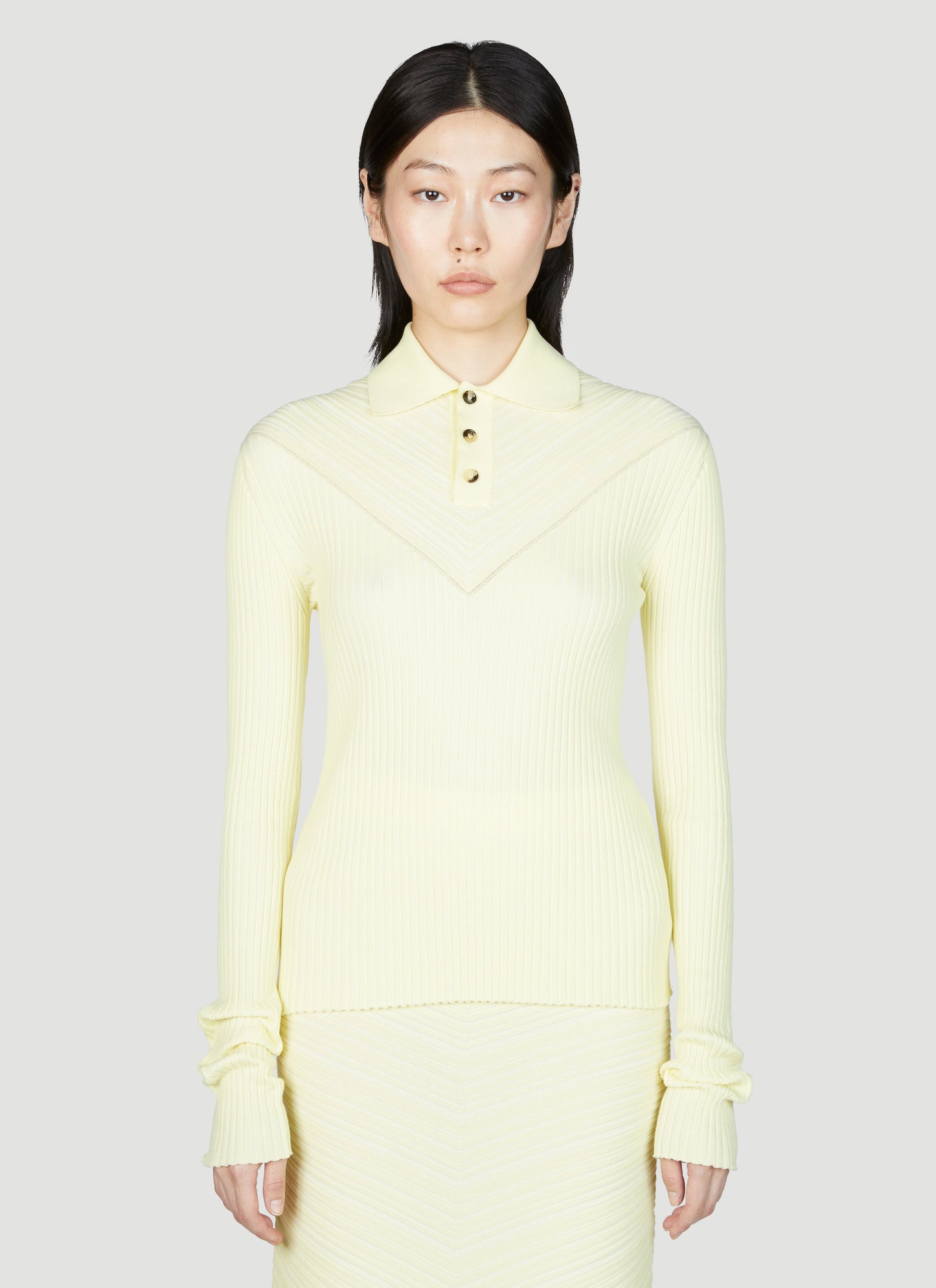 Bottega Veneta Women Long Sleeve Rib Top BOTTEGA VENETA