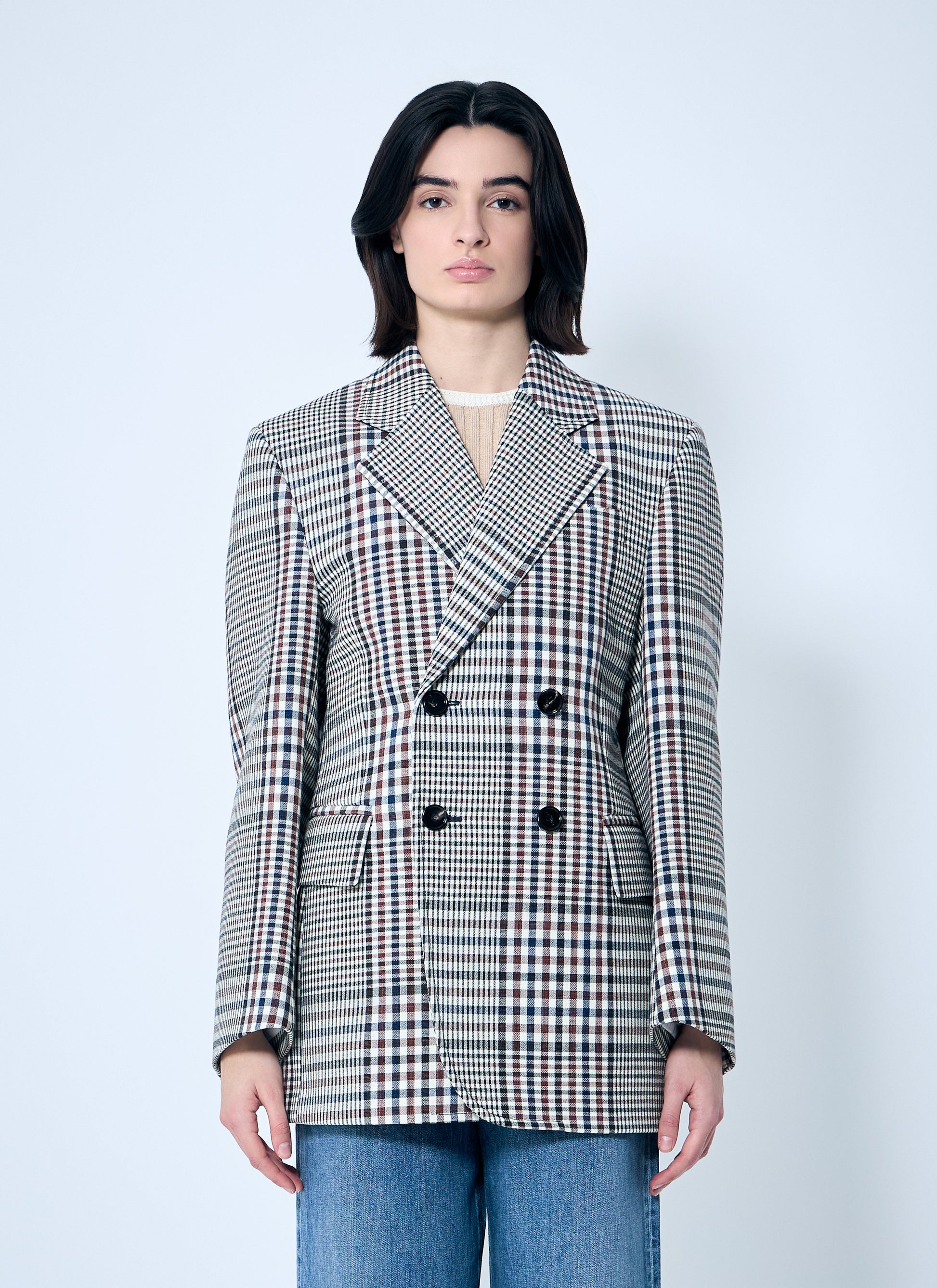 Bottega Veneta Women Structured Check-Cotton Blazer BOTTEGA VENETA