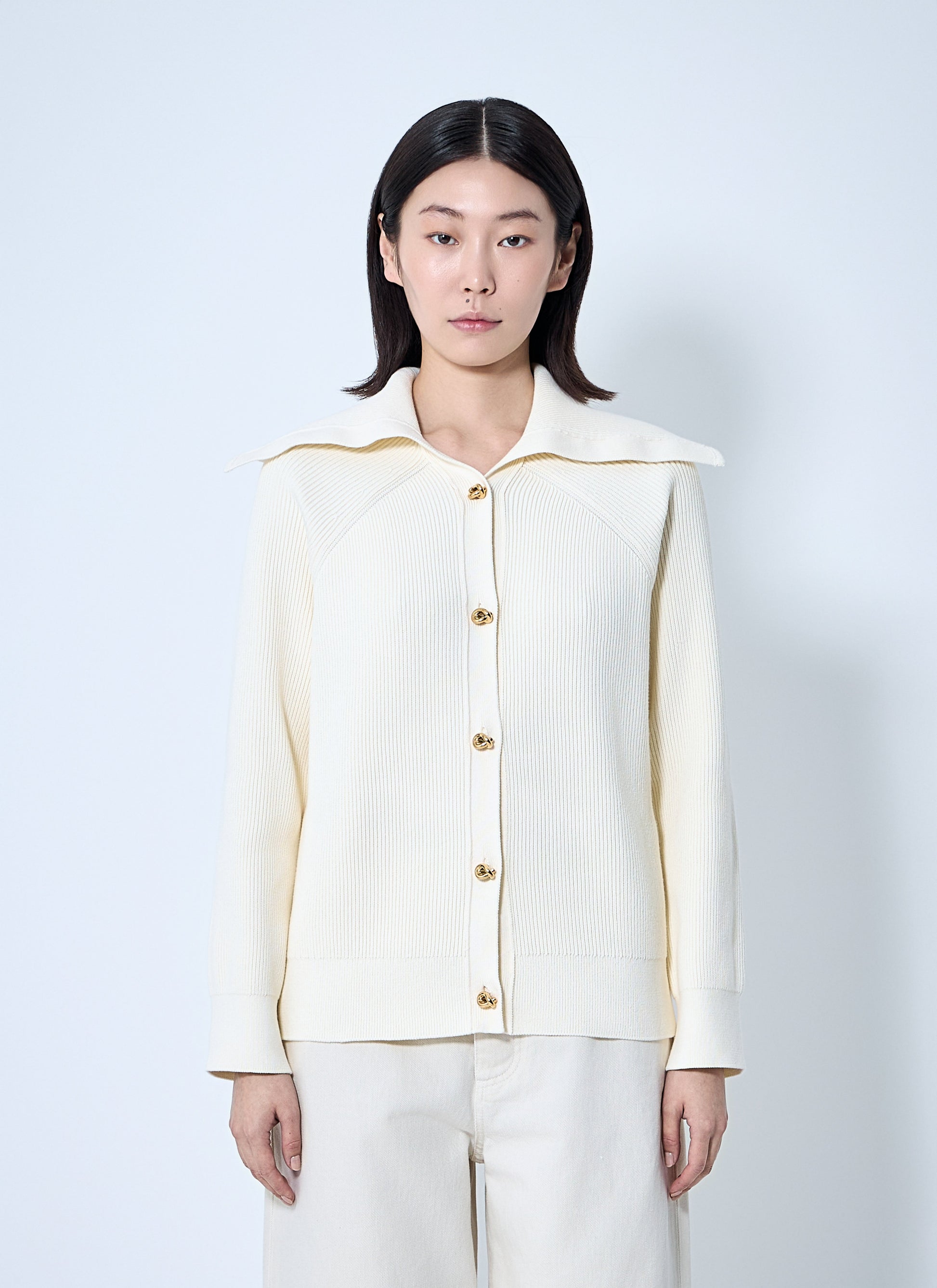 Bottega Veneta Women Cotton Ribbed Cardigan BOTTEGA VENETA