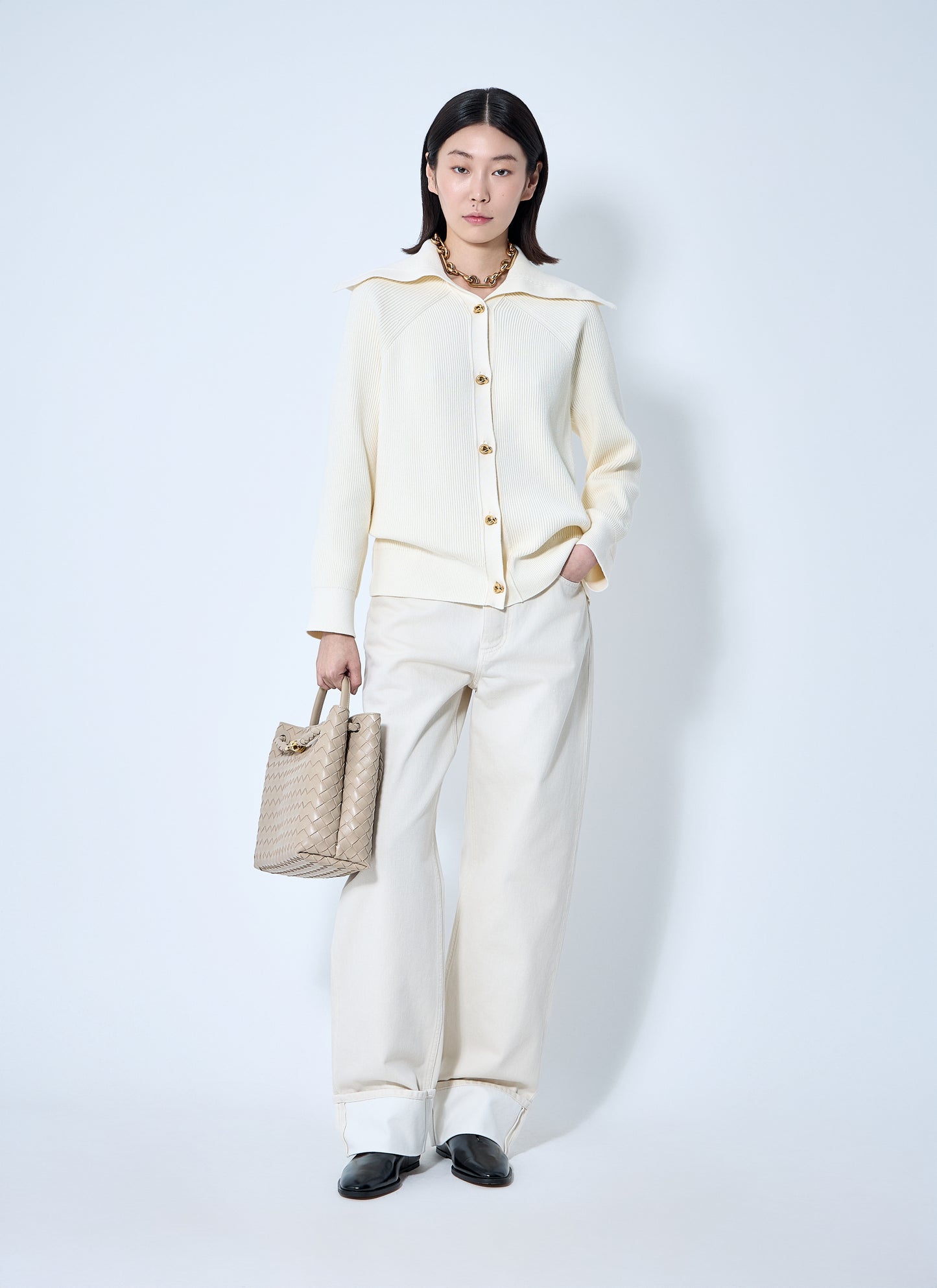 Bottega Veneta Women Cotton Ribbed Cardigan BOTTEGA VENETA