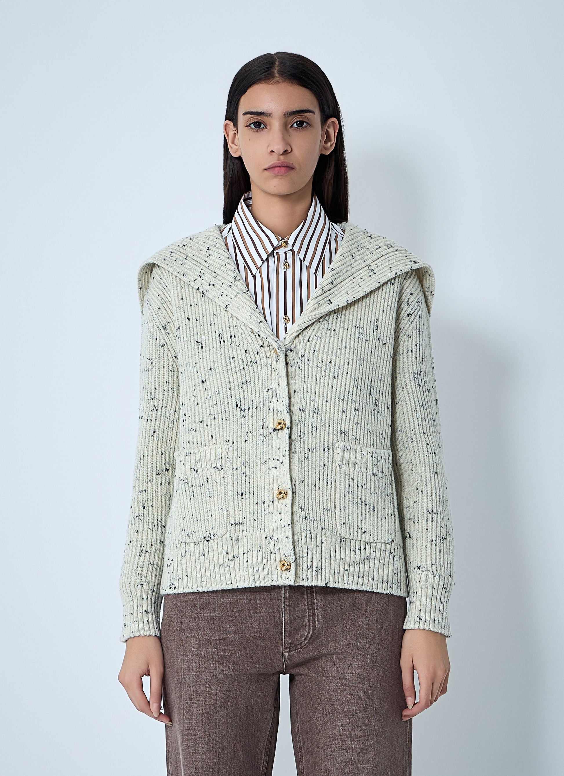 Bottega Veneta Women Wool English Rib Cardigan BOTTEGA VENETA