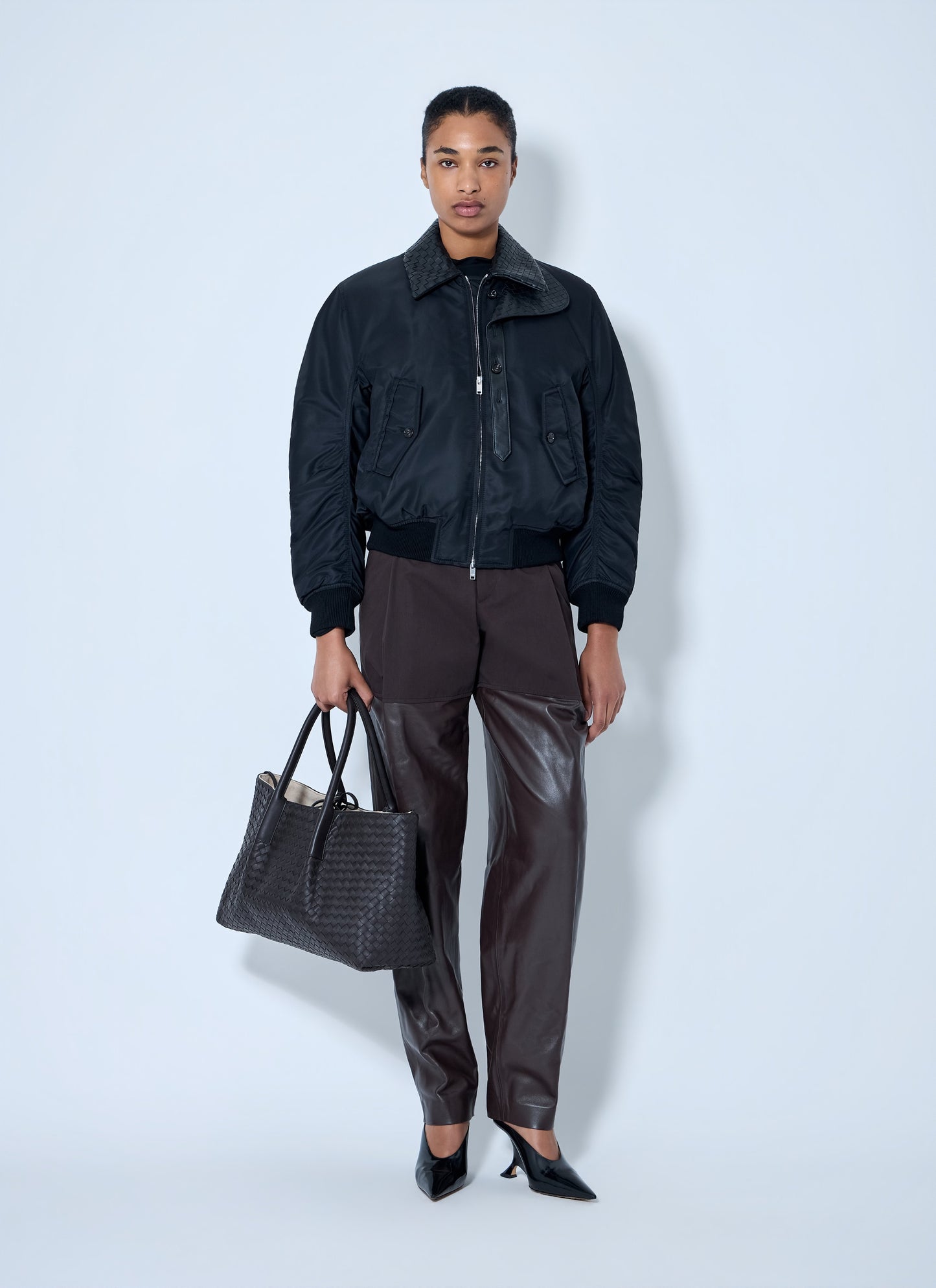 Bottega Veneta Women Quilted Collar Bomber Jacket BOTTEGA VENETA
