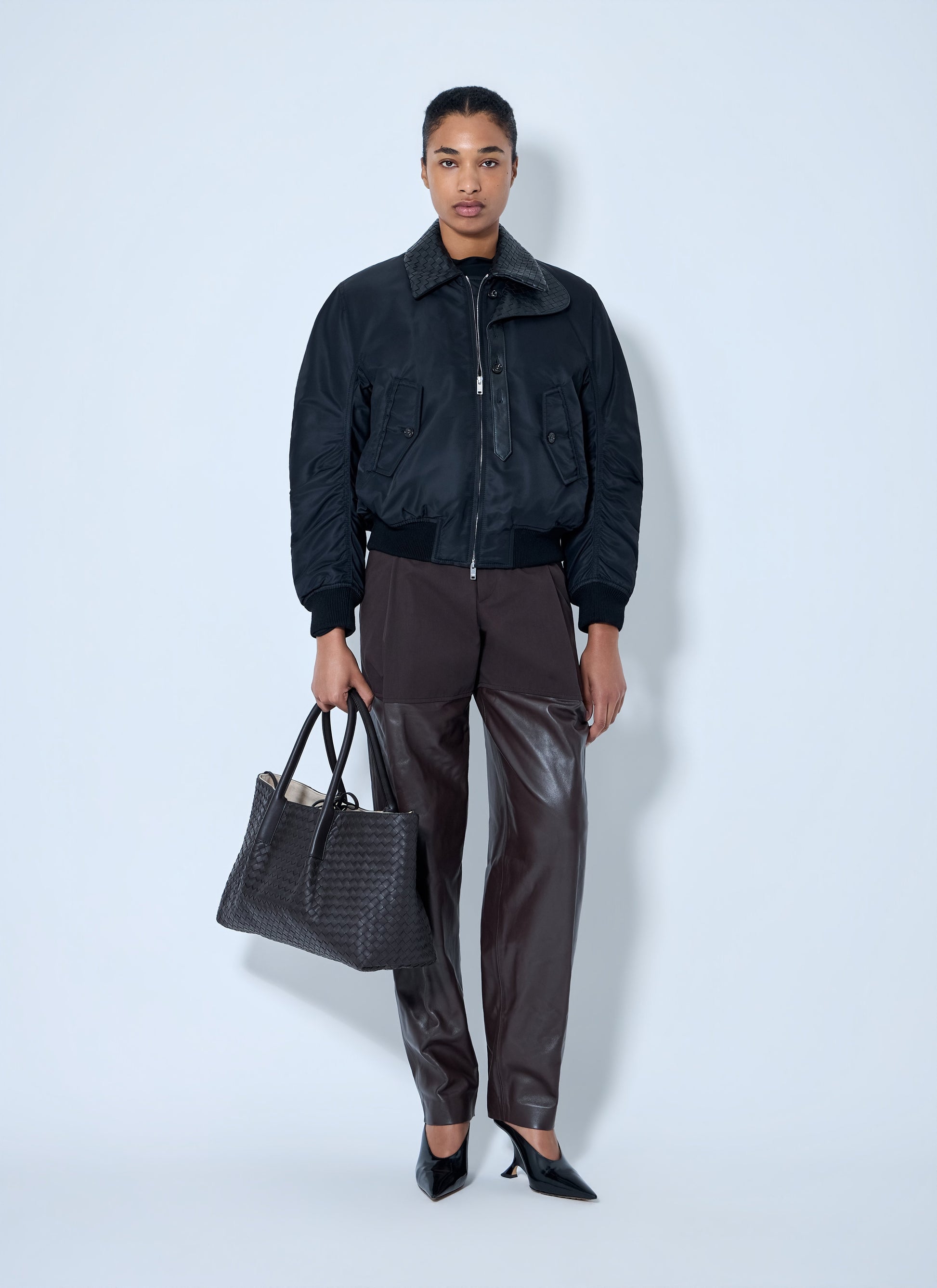 Bottega Veneta Women Quilted Collar Bomber Jacket BOTTEGA VENETA