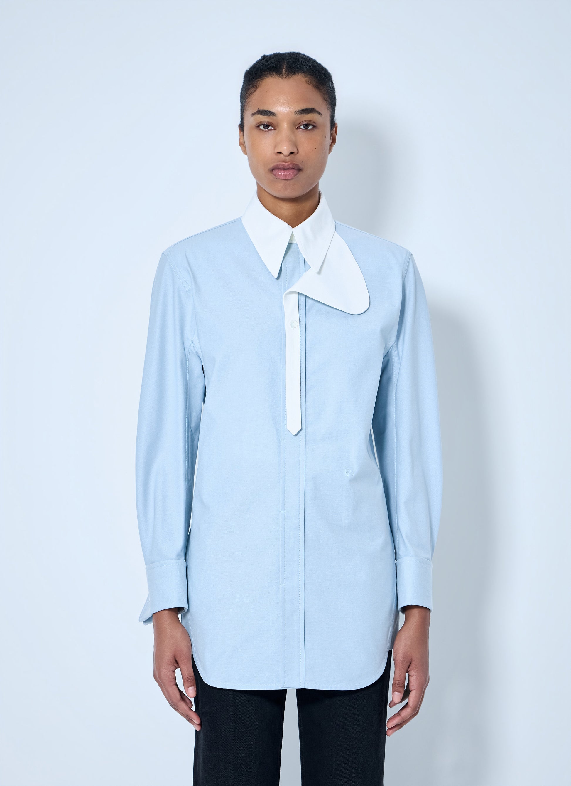 Bottega Veneta Women Asymmetrical Collar Long-Sleeve Shirt BOTTEGA VENETA