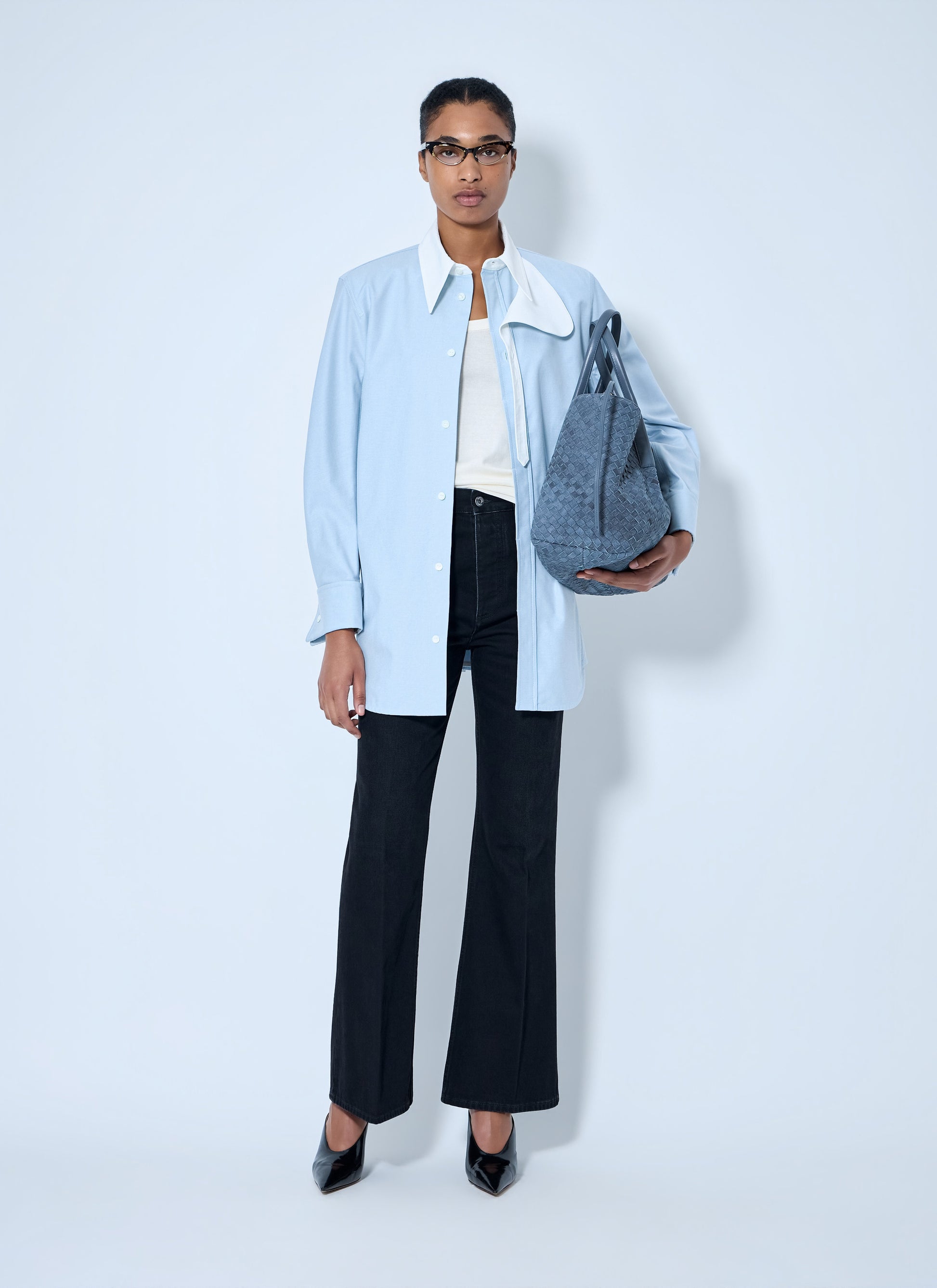 Bottega Veneta Women Asymmetrical Collar Long-Sleeve Shirt BOTTEGA VENETA