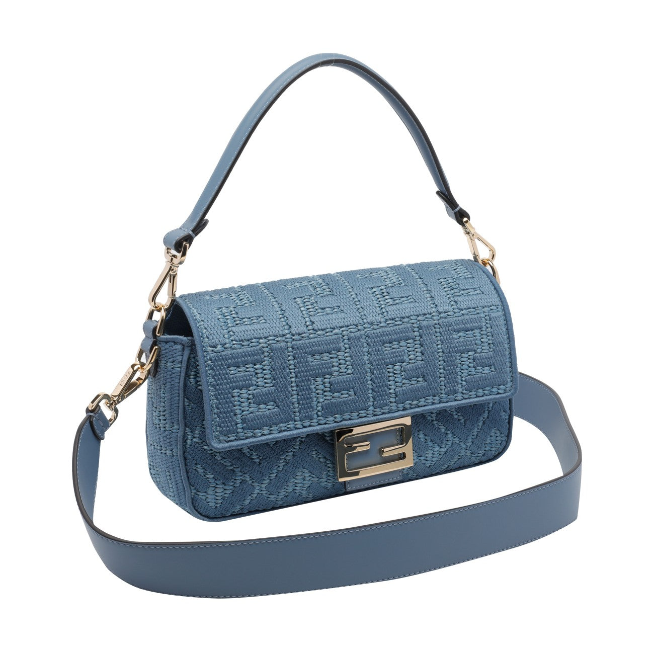 Fendi Women Braided Raffia Baguette With Ff Embroidery FENDI