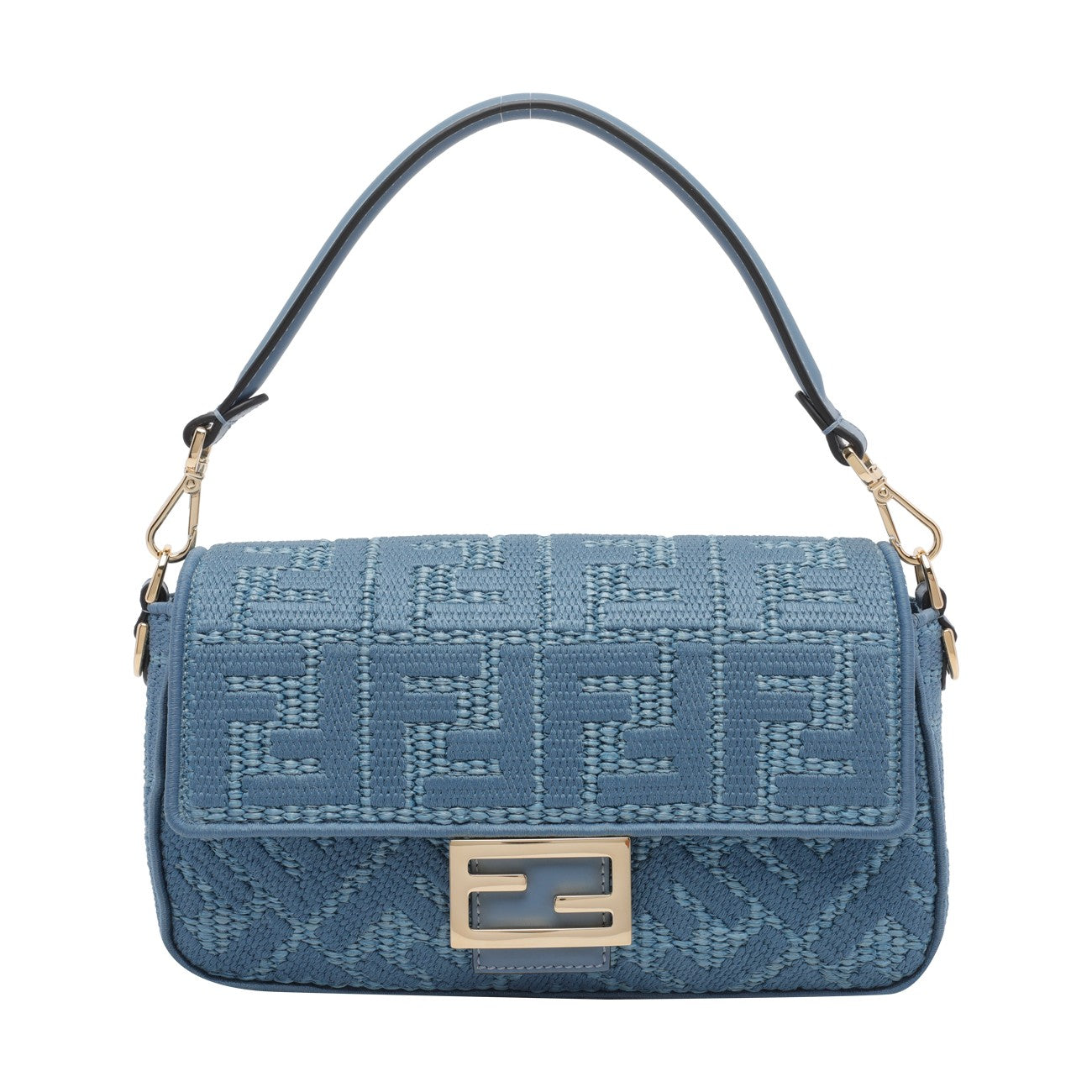 Fendi Women Braided Raffia Baguette With Ff Embroidery FENDI
