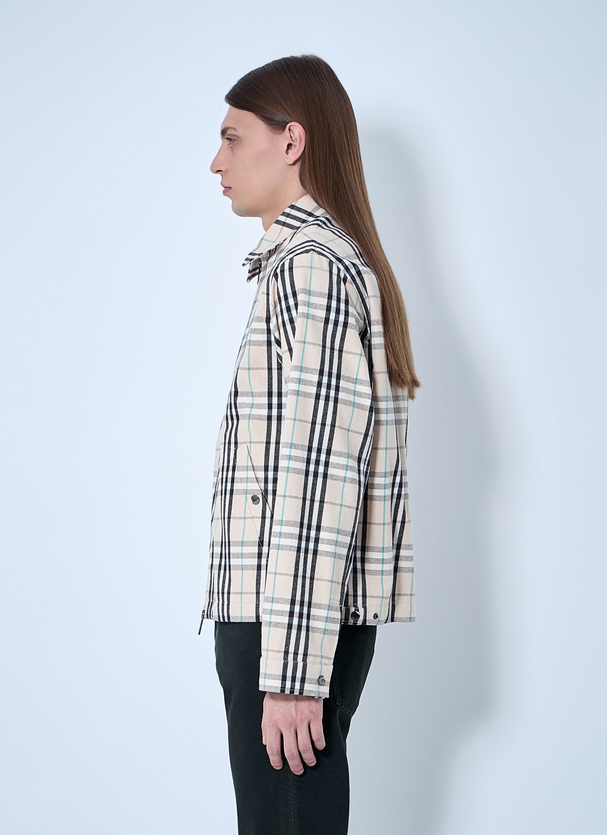 Burberry Men Check Cotton Harrington Jacket BURBERRY