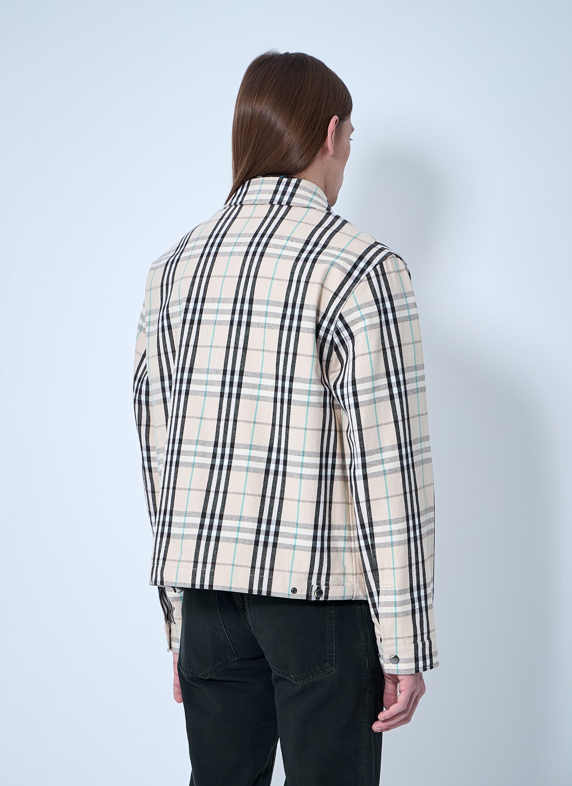 Burberry Men Check Cotton Harrington Jacket BURBERRY