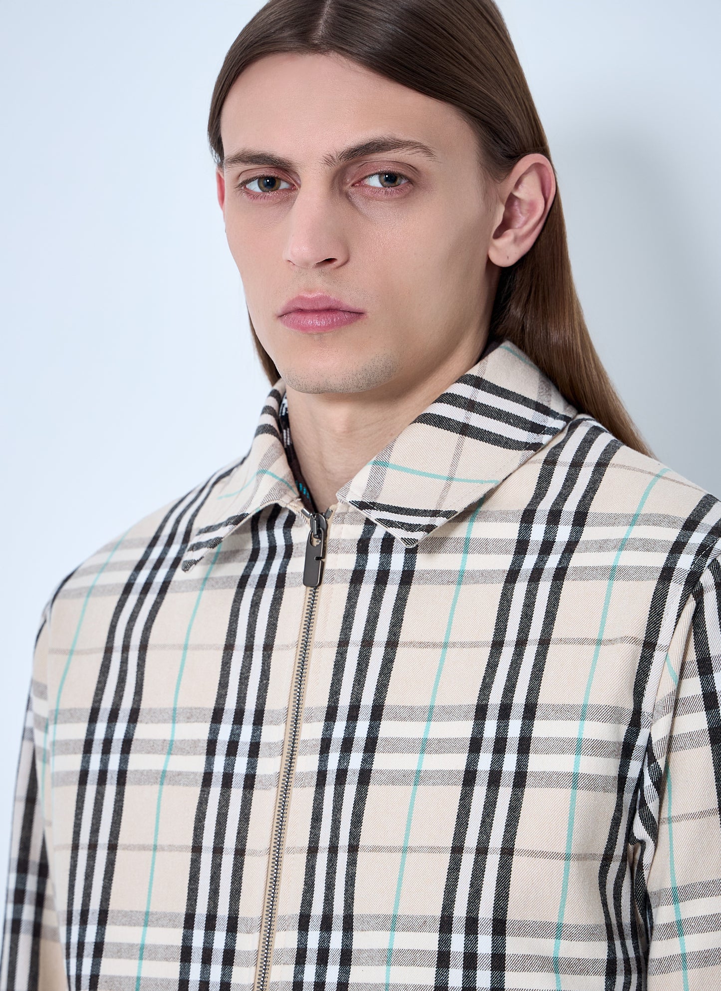 Burberry Men Check Cotton Harrington Jacket BURBERRY