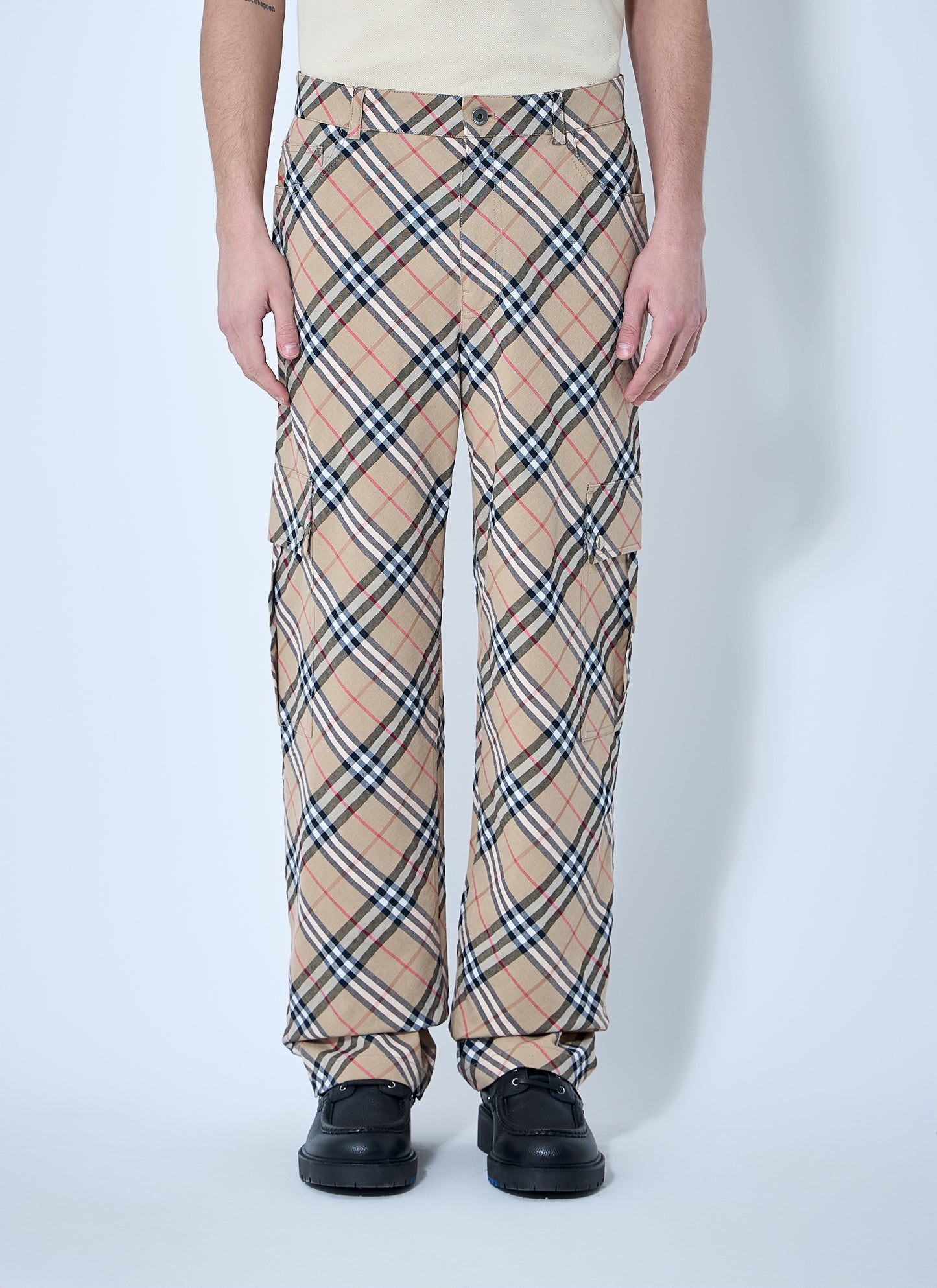 Burberry Men Check Linen-Blend Pants BURBERRY