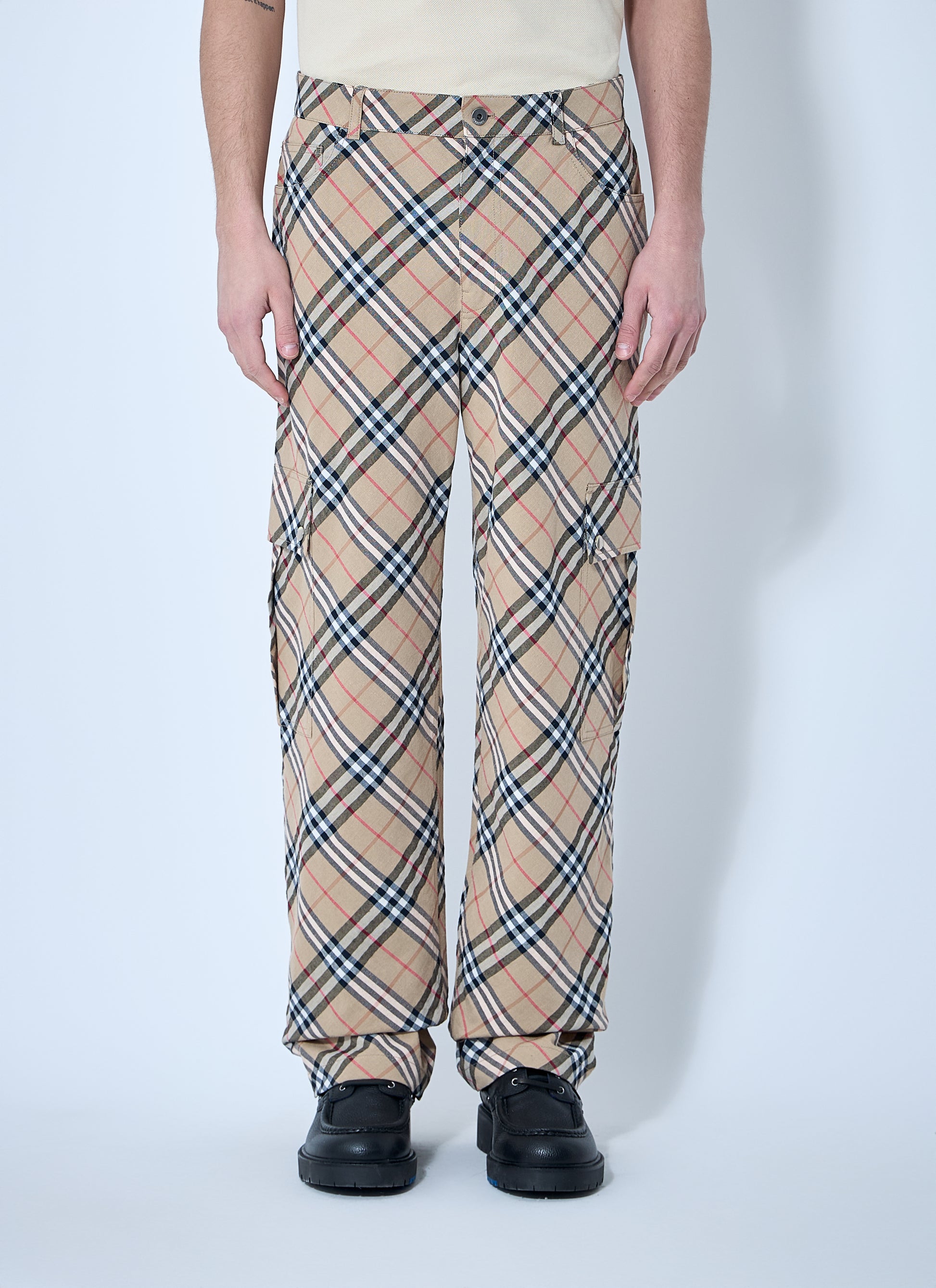 Burberry Men Check Linen-Blend Pants BURBERRY