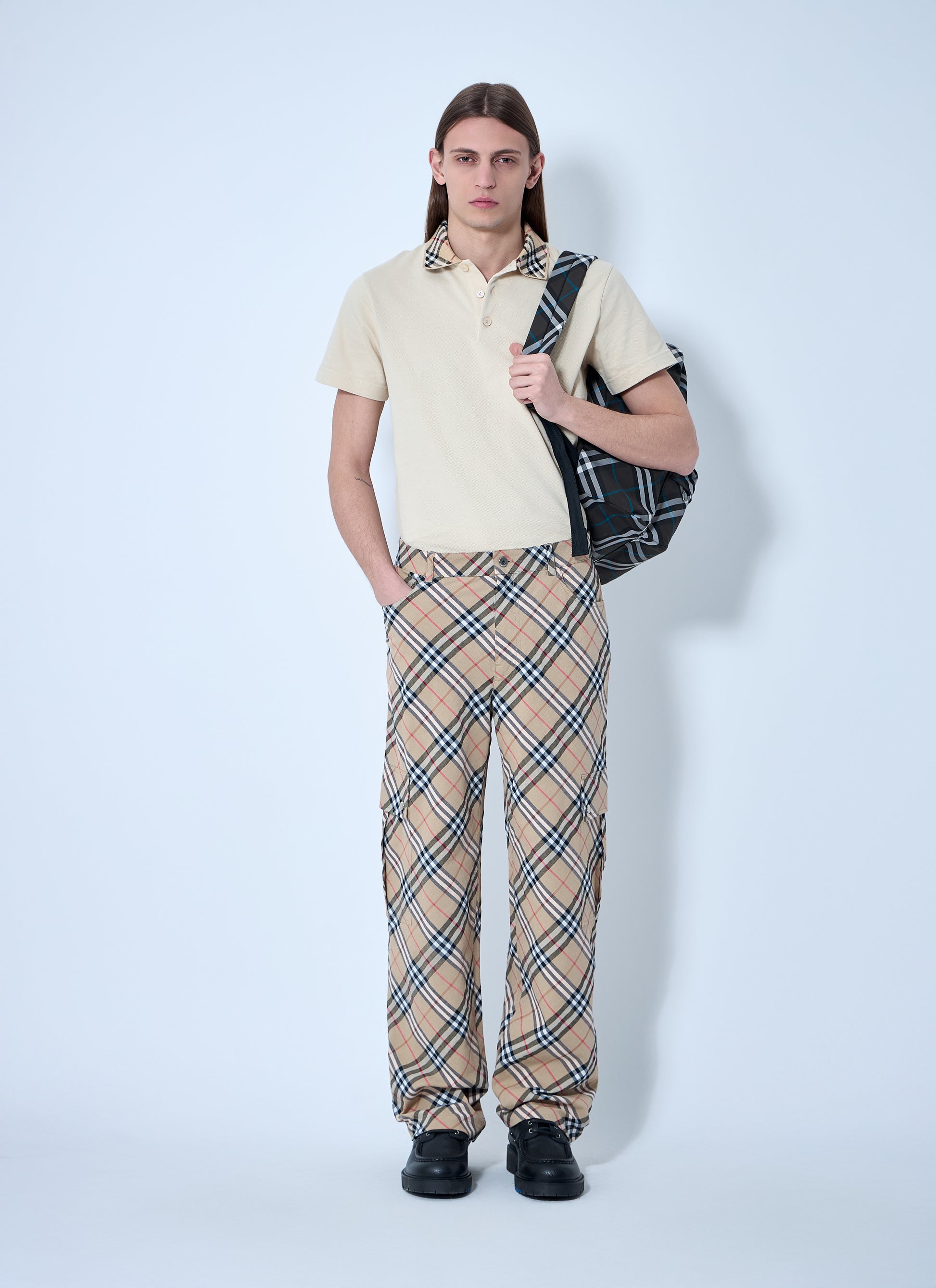 Burberry Men Check Linen-Blend Pants BURBERRY