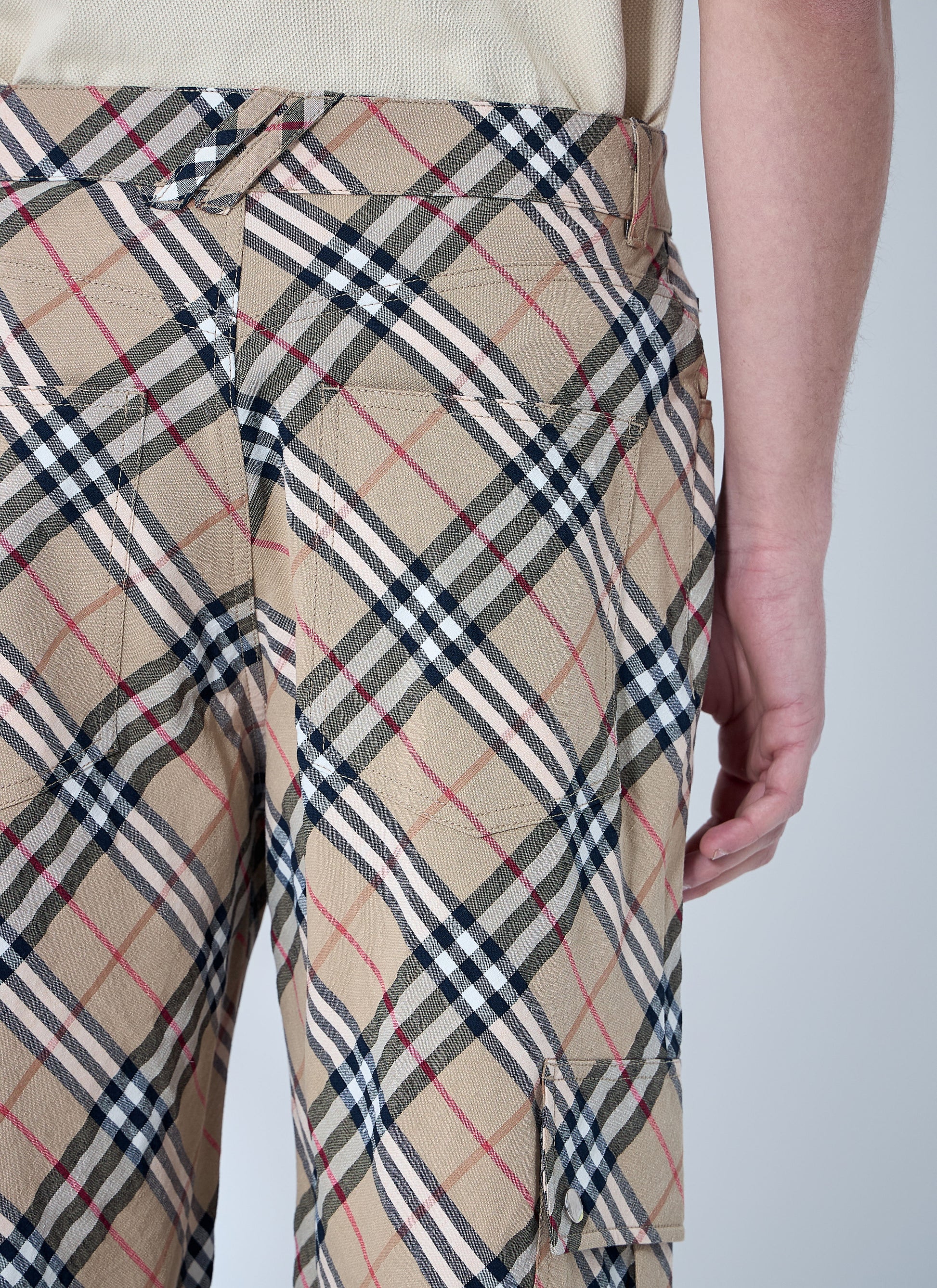 Burberry Men Check Linen-Blend Pants BURBERRY