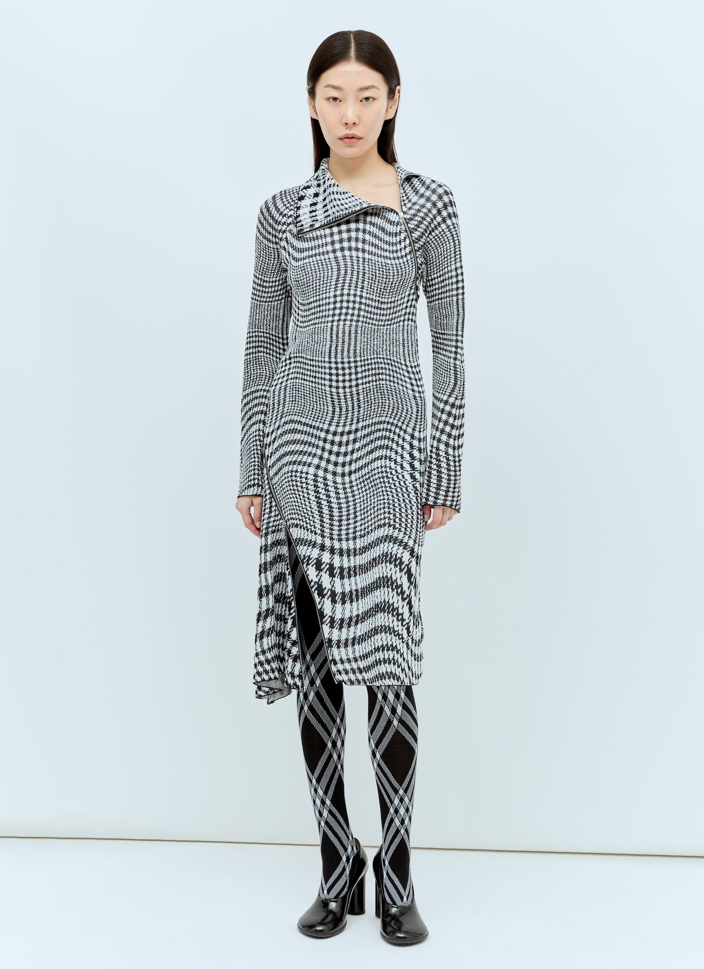 Burberry Women Warped Houdstooth Midi Dress BURBERRY