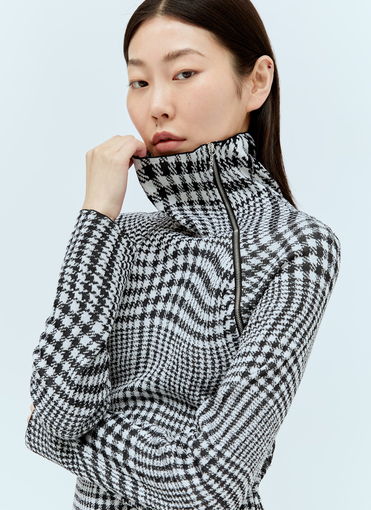 Burberry Women Warped Houdstooth Midi Dress BURBERRY