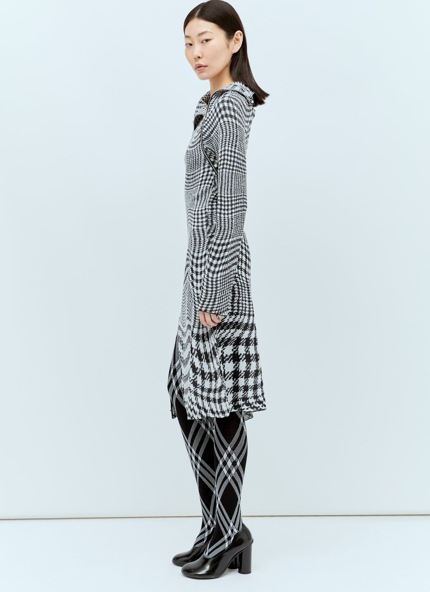 Burberry Women Warped Houdstooth Midi Dress BURBERRY