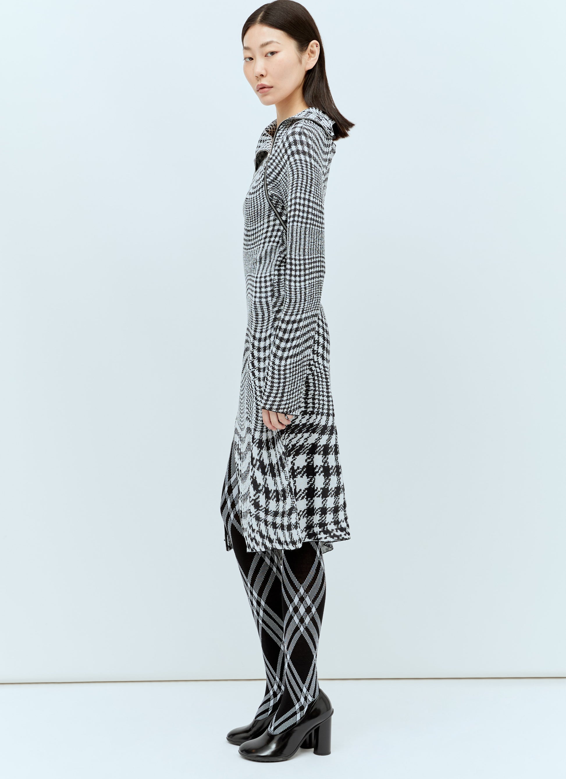 Burberry Women Warped Houdstooth Midi Dress BURBERRY