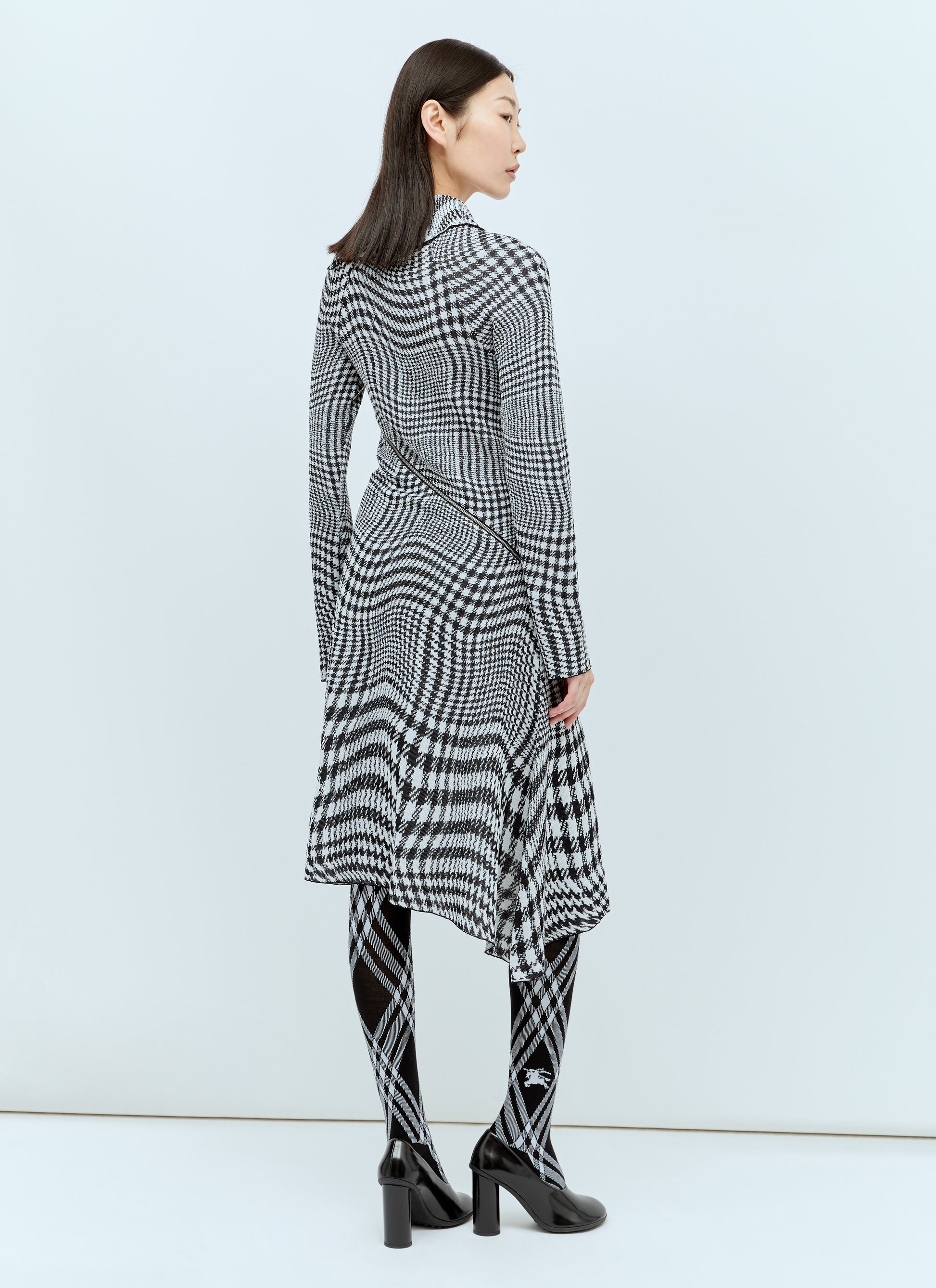 Burberry Women Warped Houdstooth Midi Dress BURBERRY