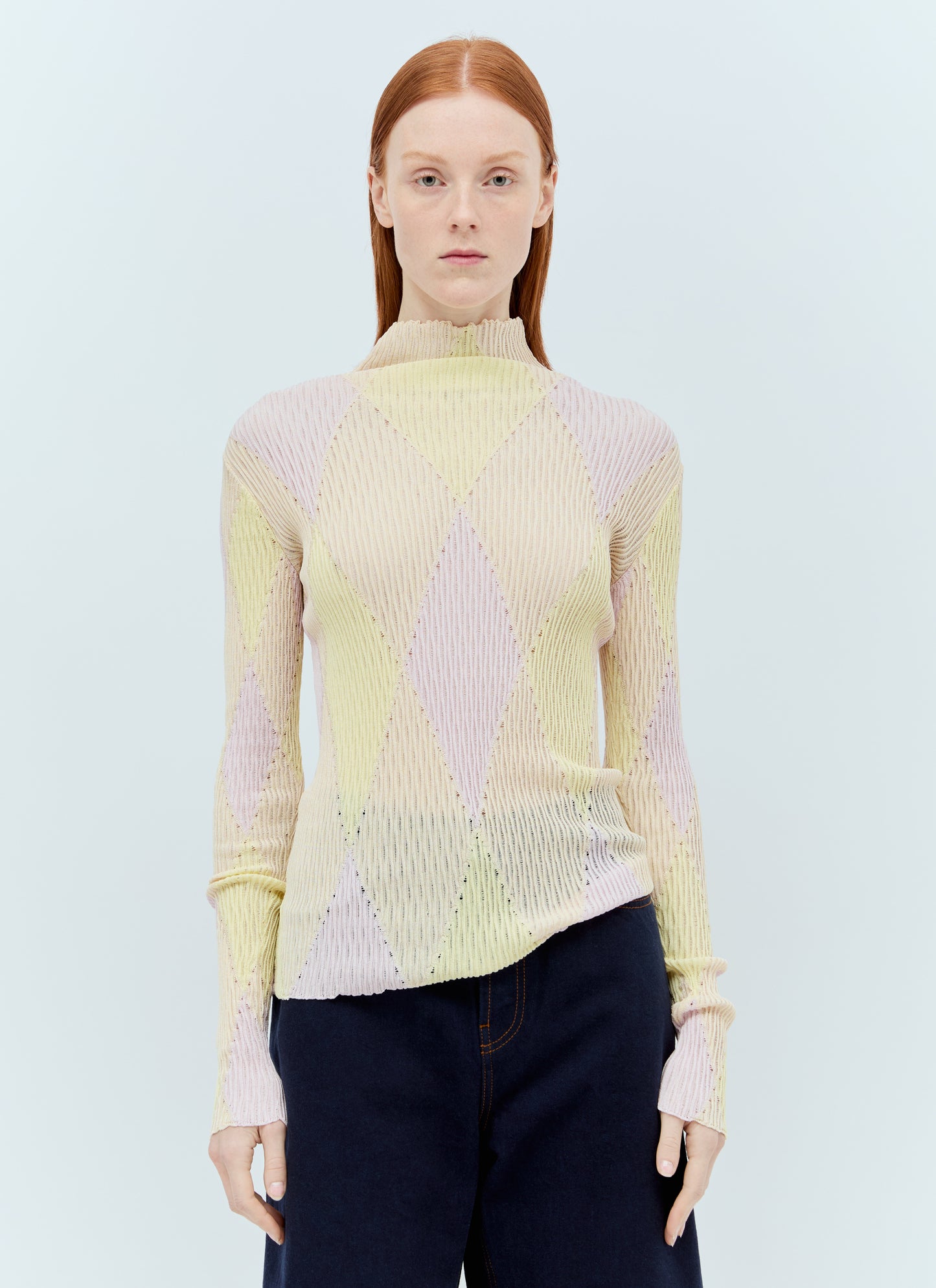 Burberry Women Argyle High-Neck Sweater BURBERRY