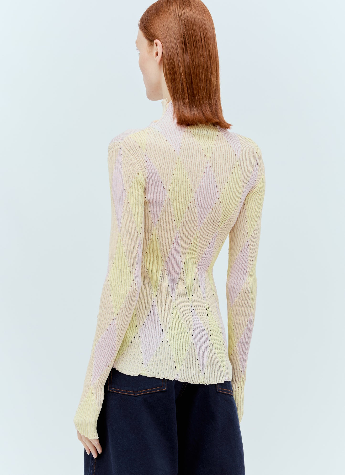 Burberry Women Argyle High-Neck Sweater BURBERRY