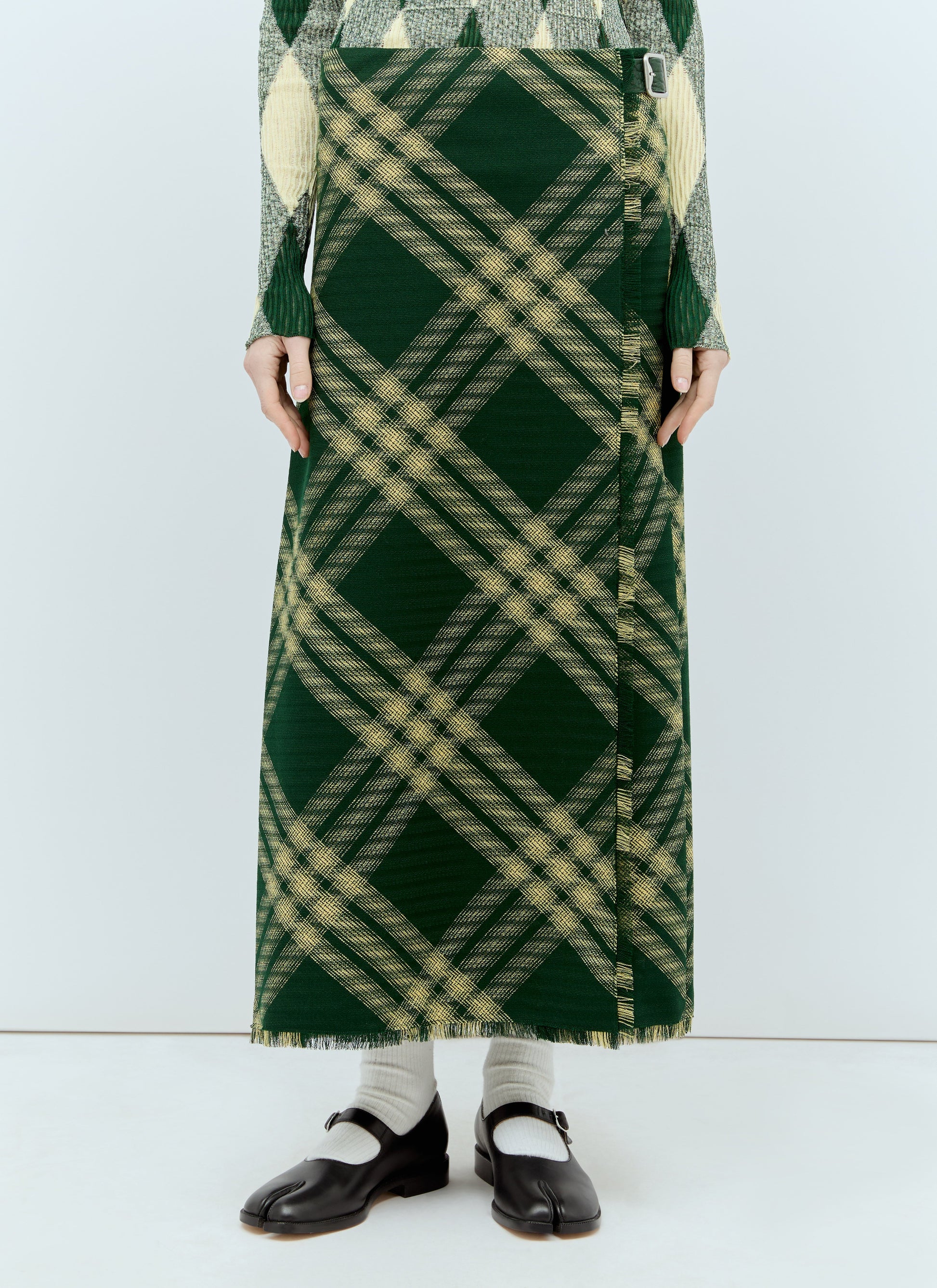 Burberry Women Wool Check Midi Skirt BURBERRY