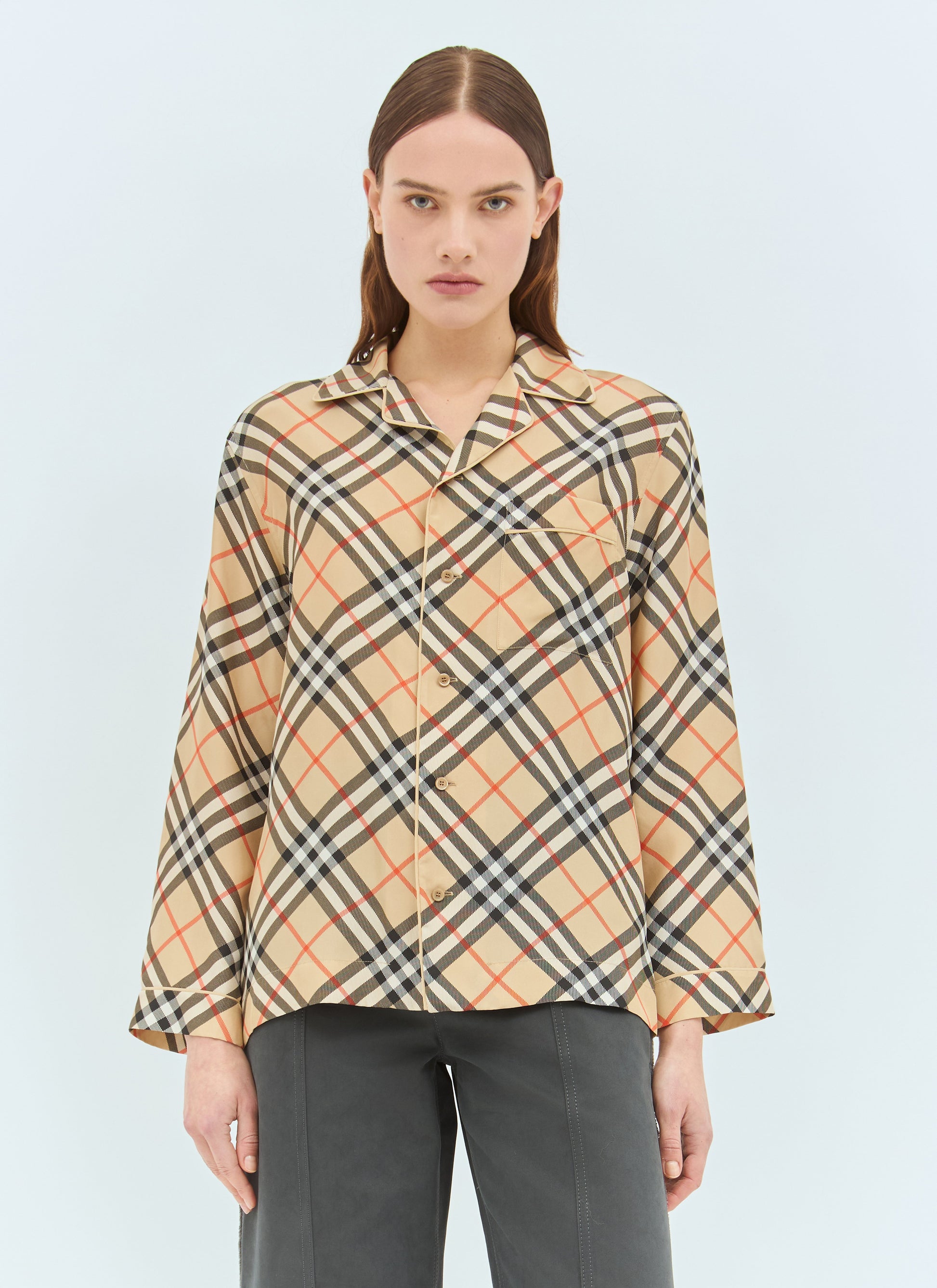 Burberry Women Check Silk Pyjama Shirt BURBERRY