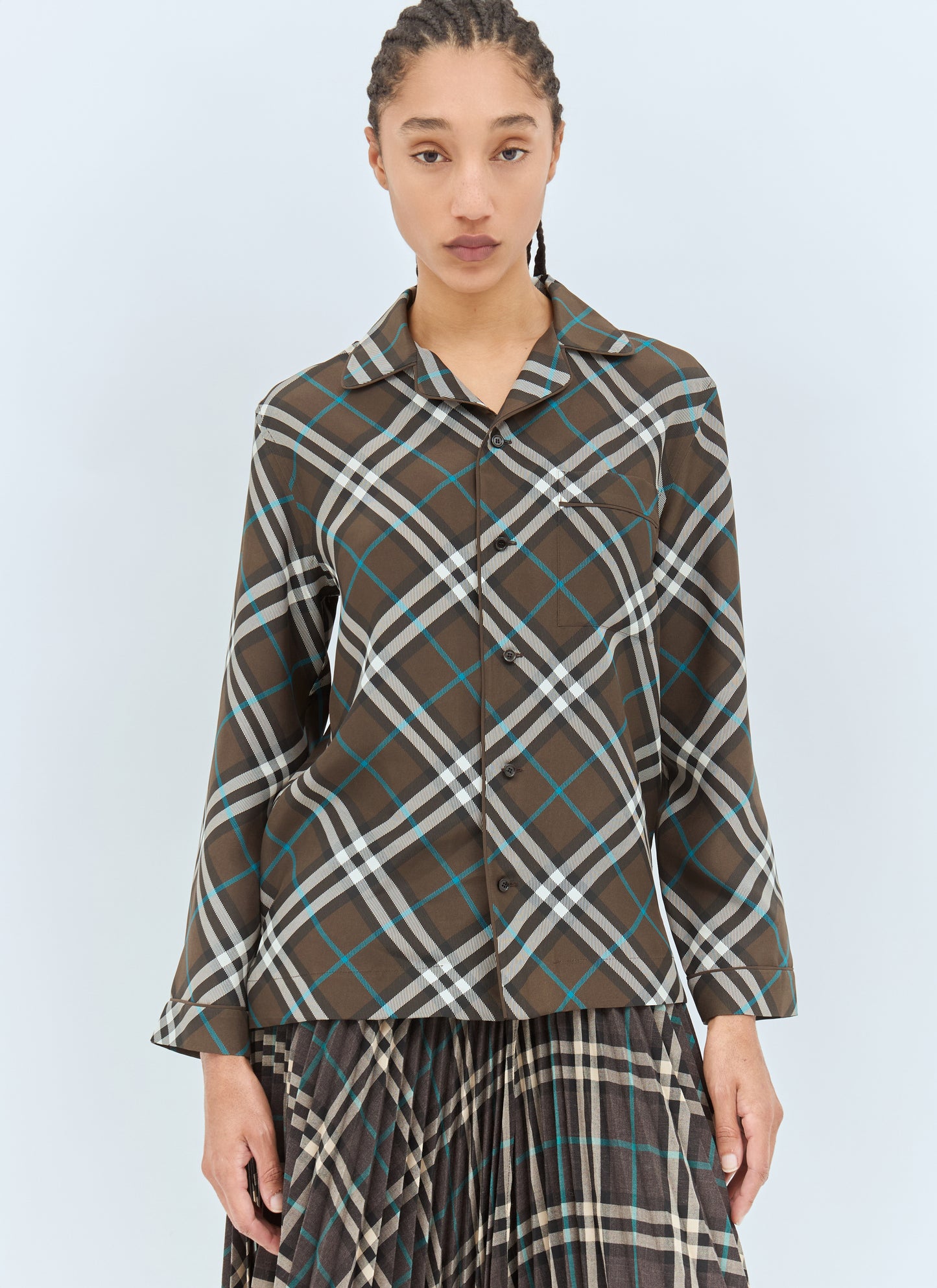 Burberry Women Check Silk Pyjama Shirt BURBERRY