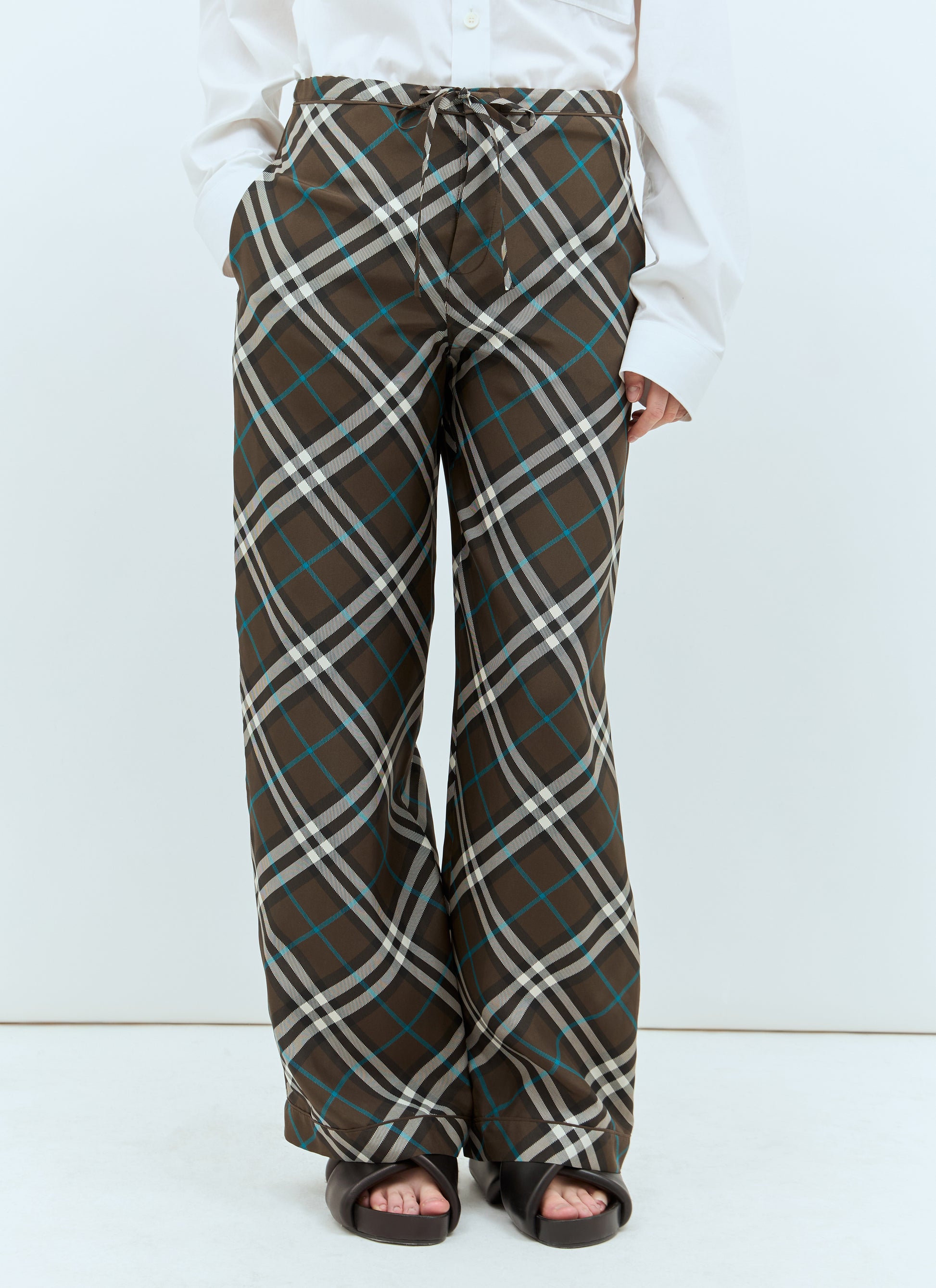 Burberry Women Check Silk Pants BURBERRY