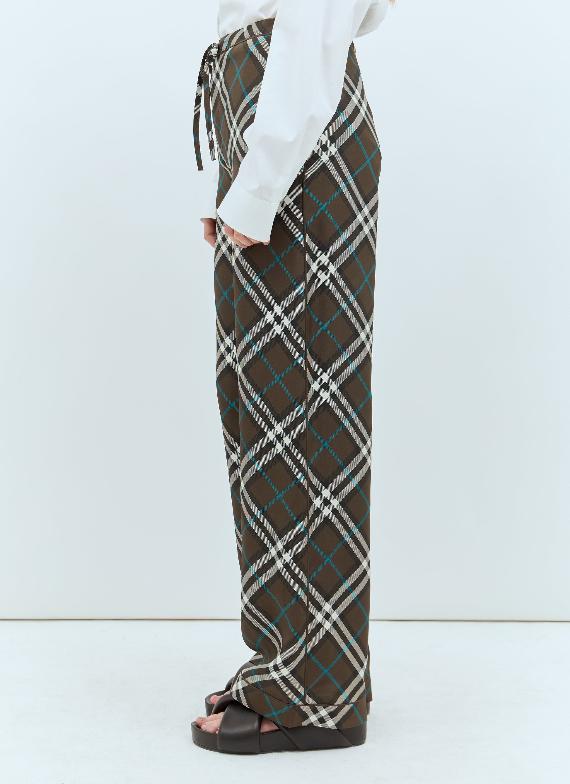 Burberry Women Check Silk Pants BURBERRY