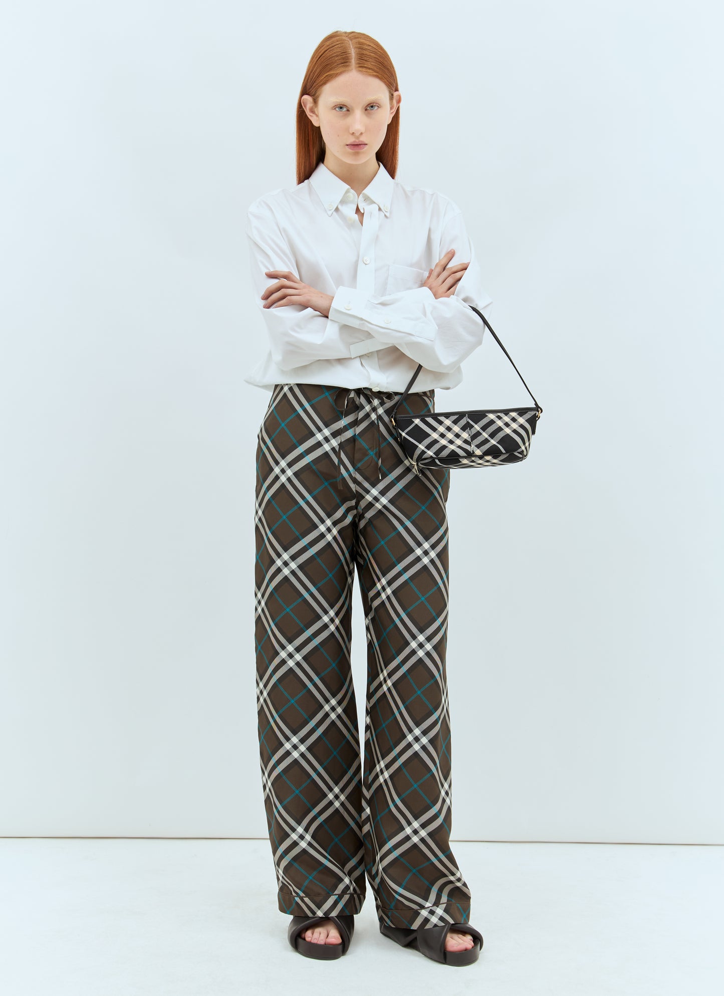 Burberry Women Check Silk Pants BURBERRY