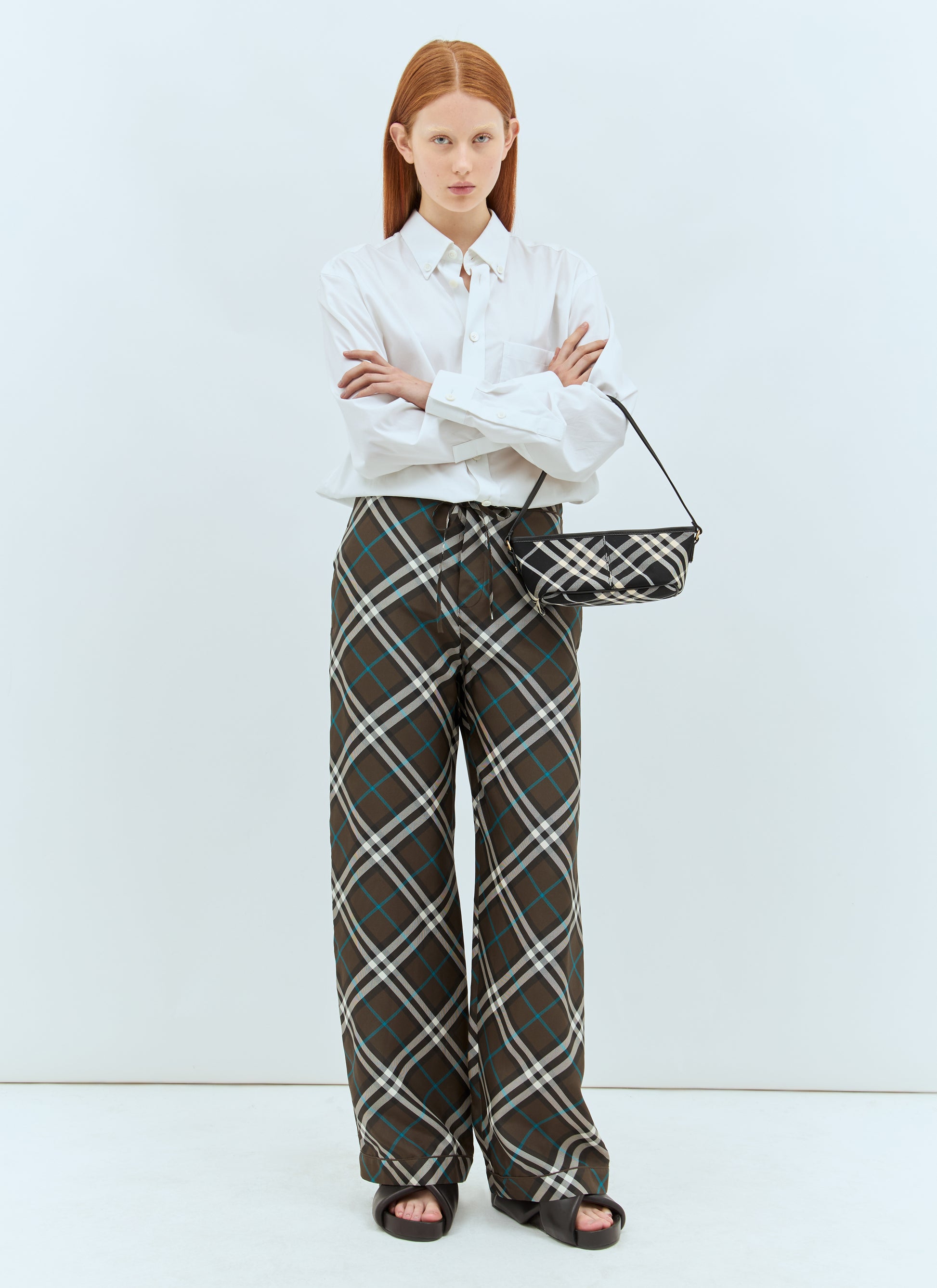 Burberry Women Check Silk Pants BURBERRY