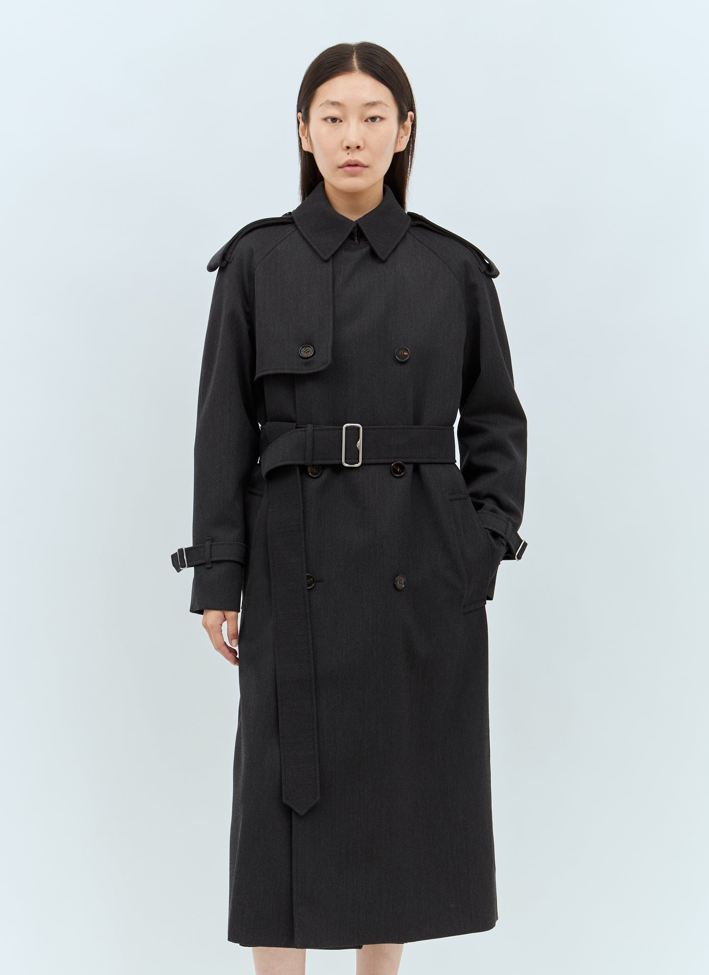 Burberry Women Long Wool Trench Coat BURBERRY