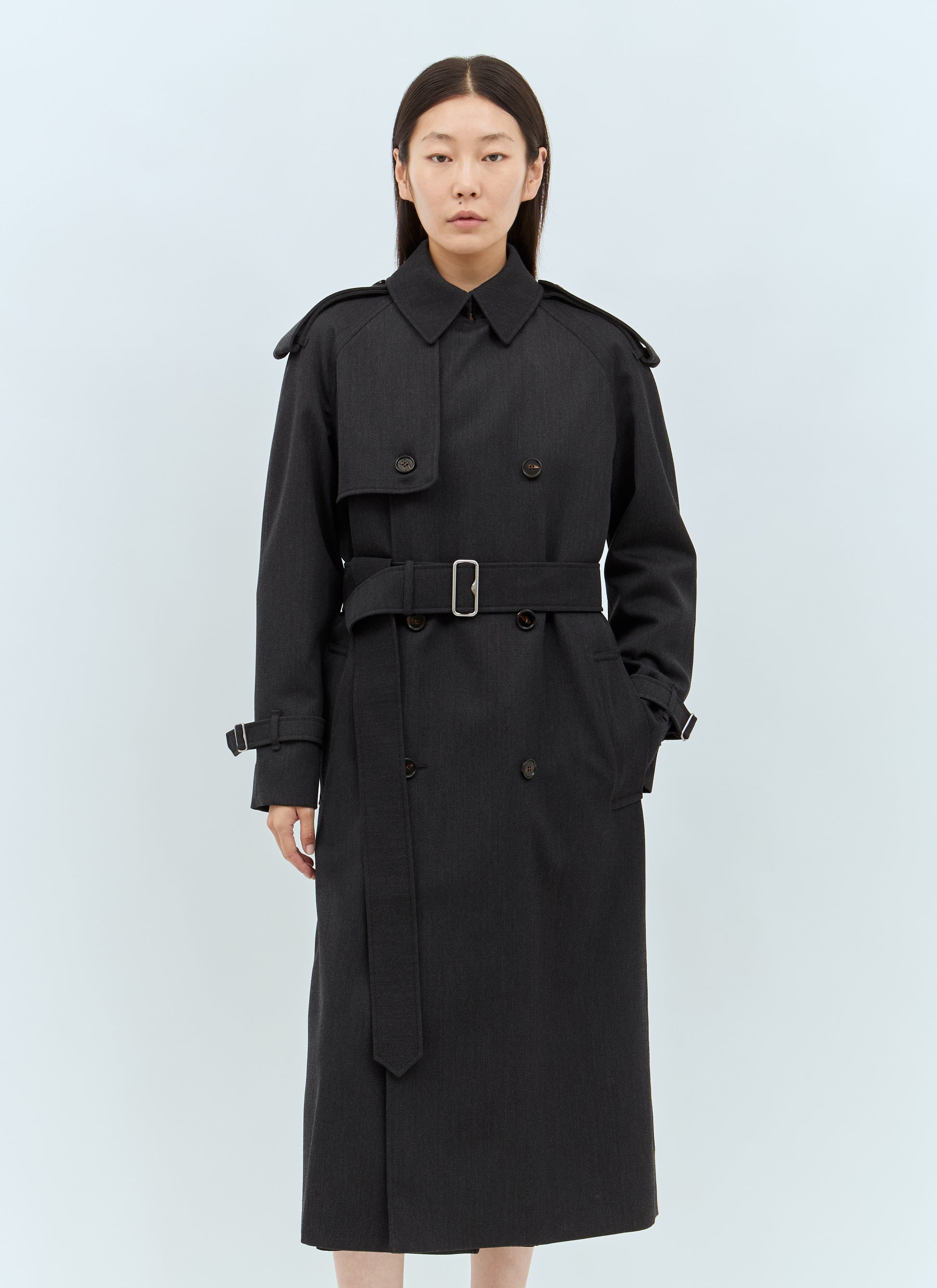 Burberry Women Long Wool Trench Coat BURBERRY