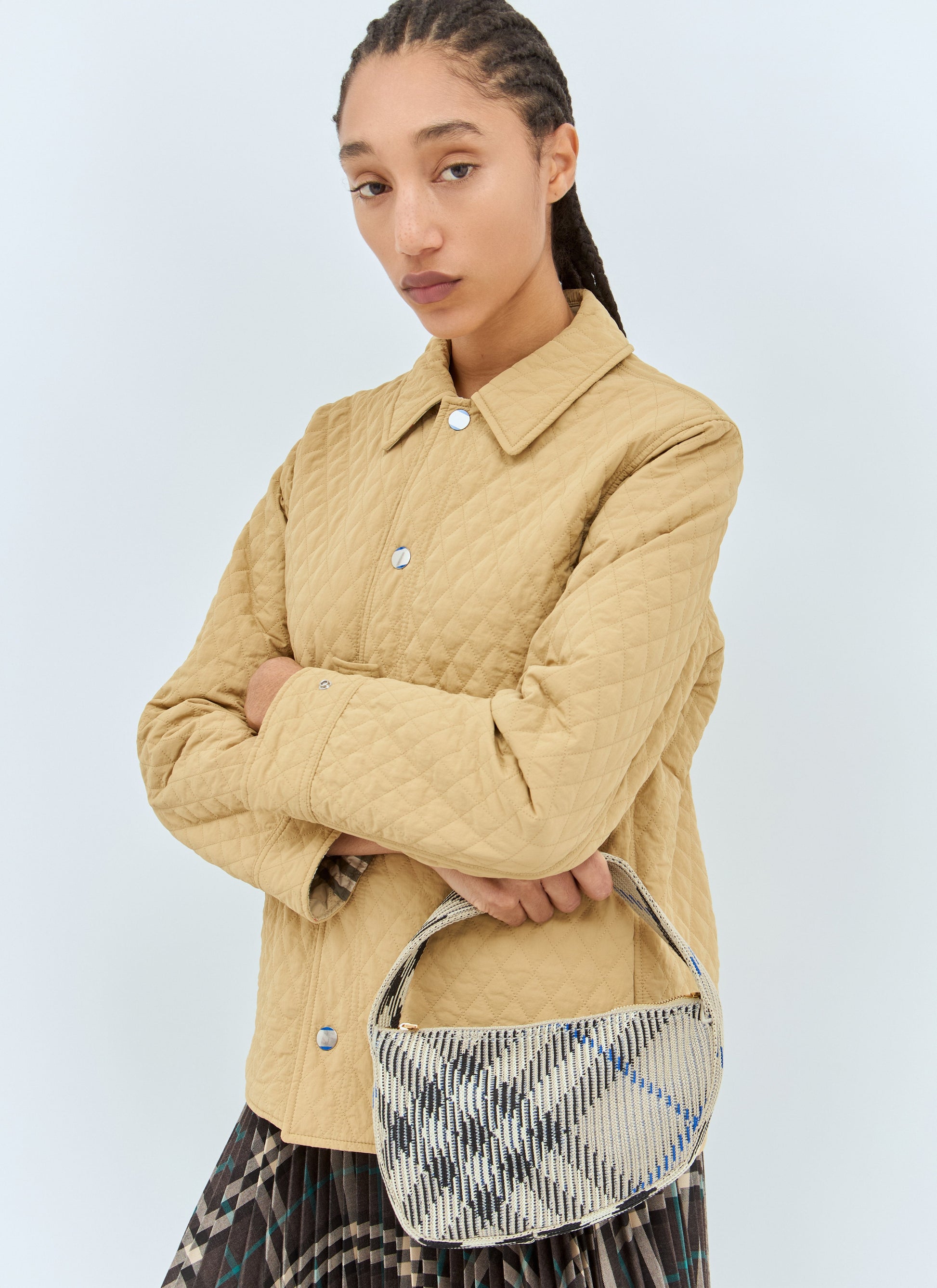 Burberry Women Check Mini Knitted Shoulder Bag BURBERRY