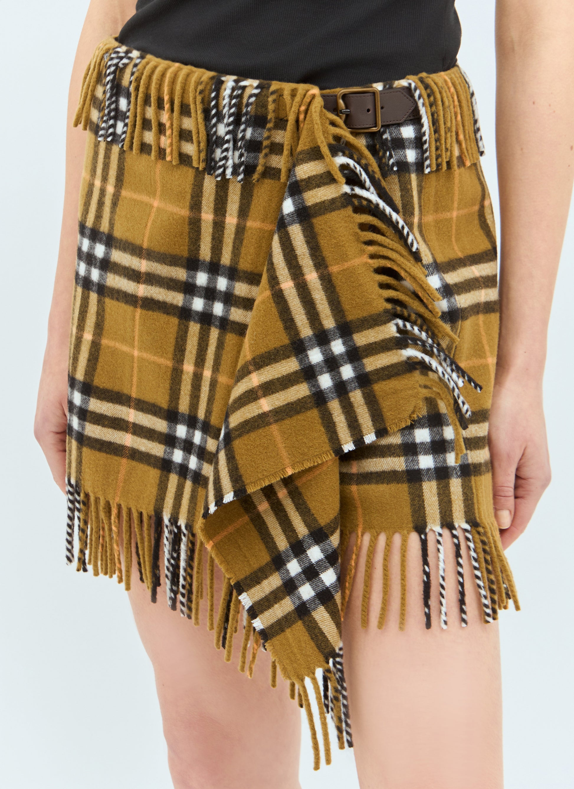 Burberry Women Check Wool And Cashmere Scarf Skirt BURBERRY