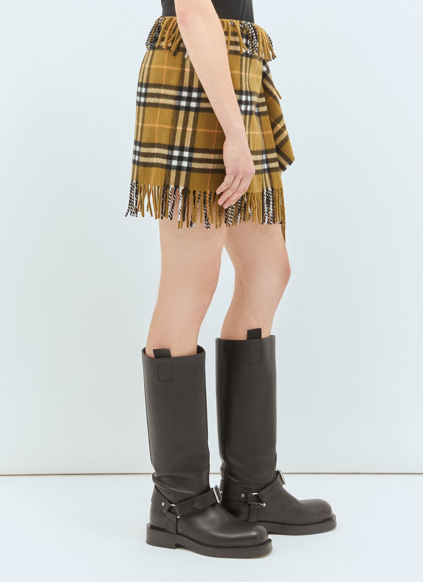Burberry Women Check Wool And Cashmere Scarf Skirt BURBERRY