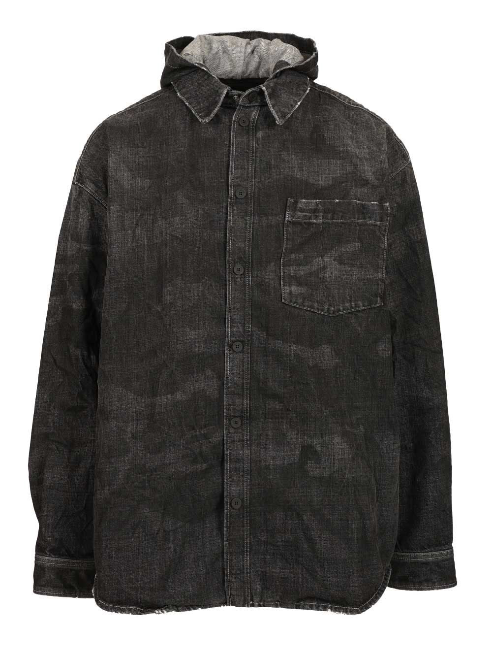 Balenciaga Men Denim Parka With Hood BALENCIAGA