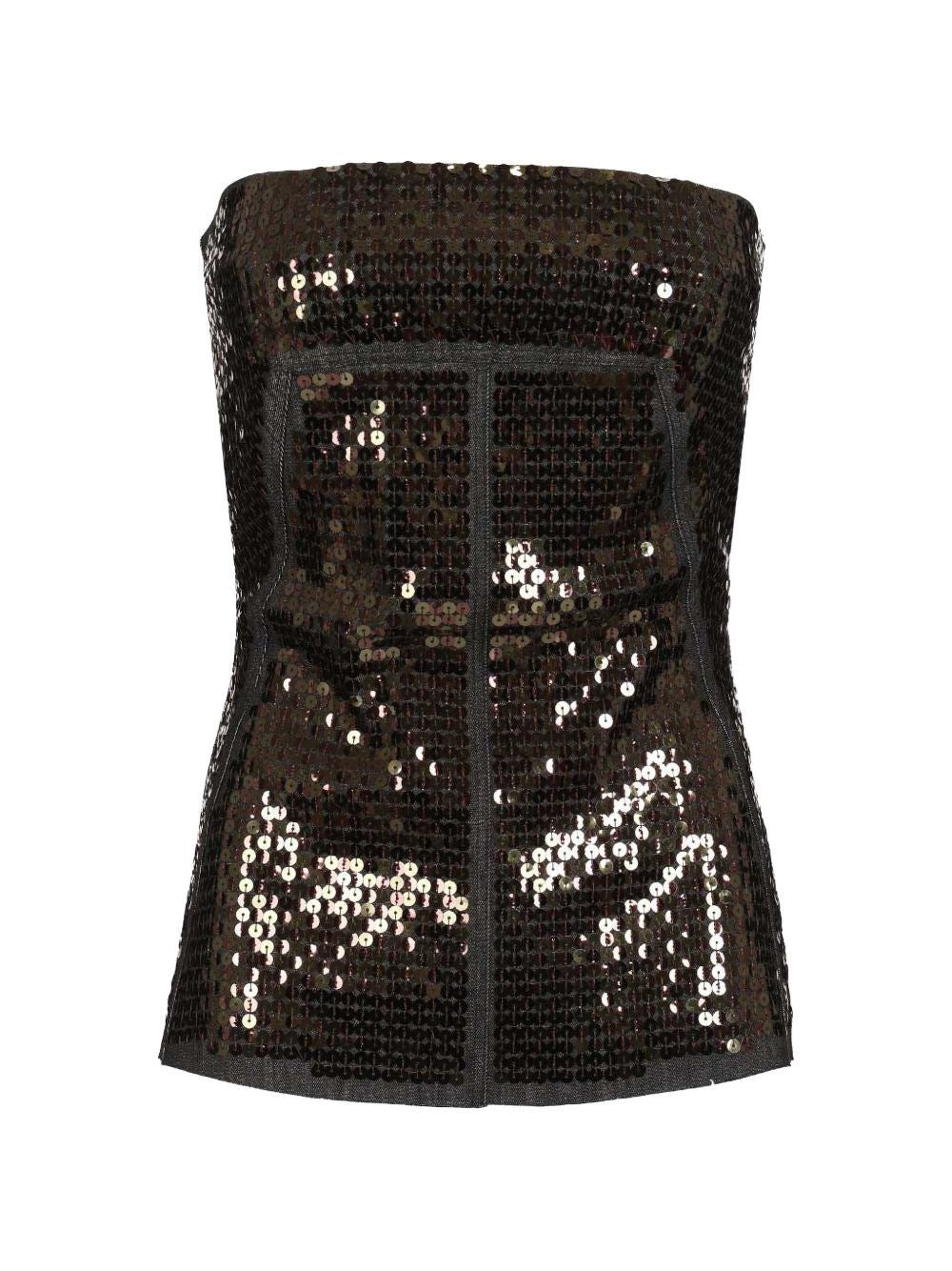 Rick Owens Women Denim Bustier Top With Sequins RICK OWENS
