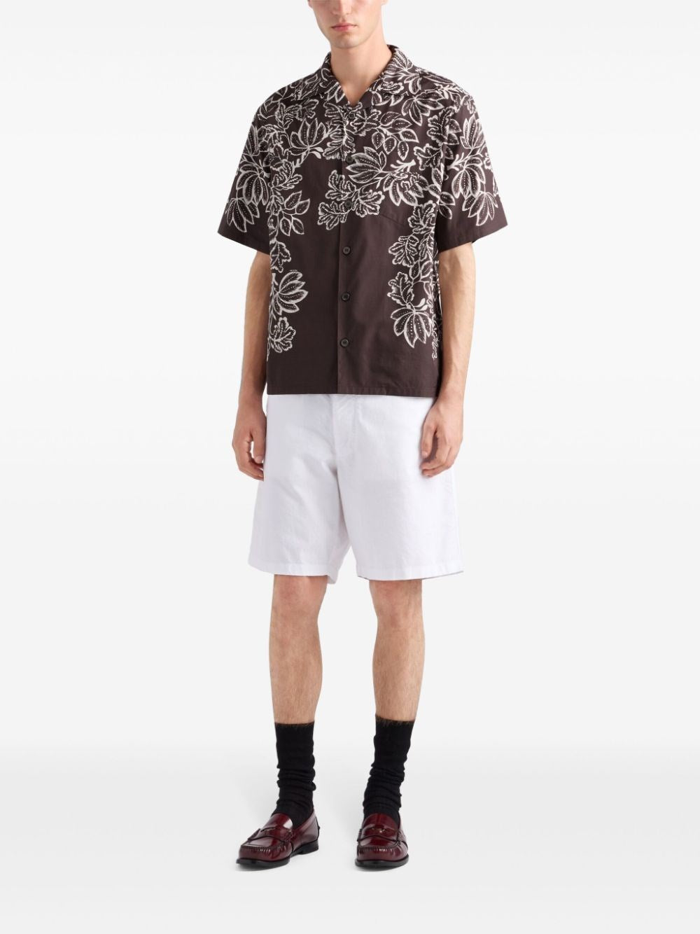 Prada Men Short-Sleeved Printed Cotton Shirt PRADA