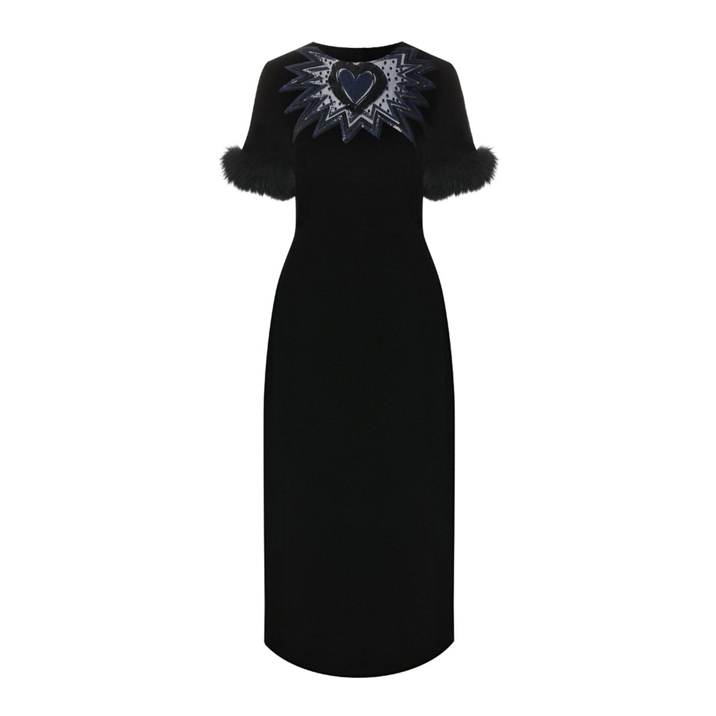 Fendi Fur Trim Velvet Midi Dress Women FENDI