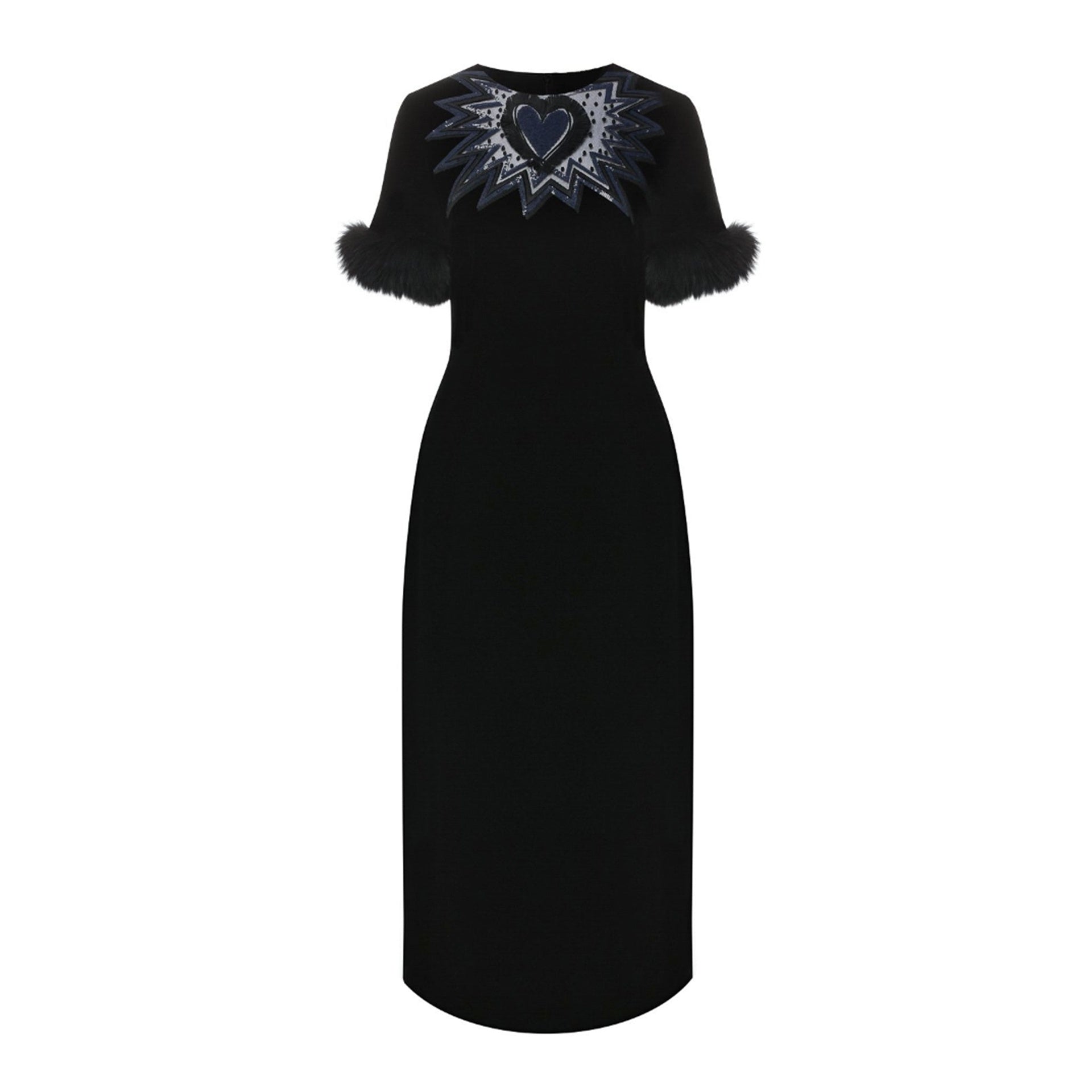 Fendi Fur Trim Velvet Midi Dress Women FENDI
