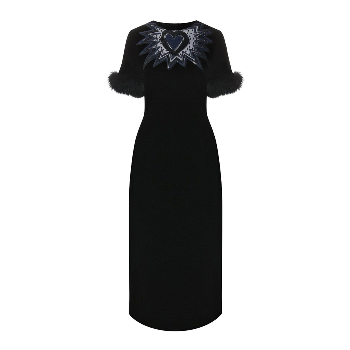 Fendi Fur Trim Velvet Midi Dress Women FENDI